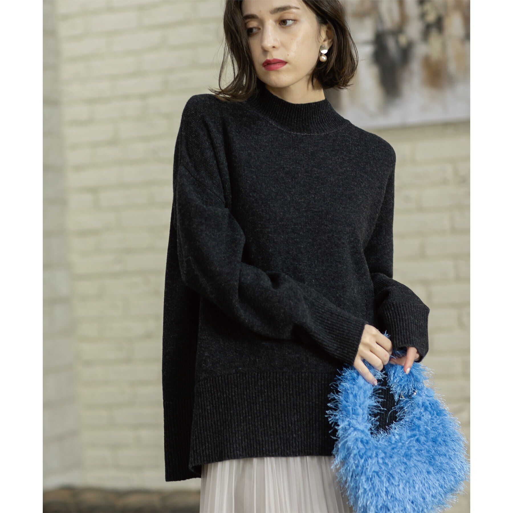 OPAQUE.CLIP「ミドルゲージハイネックニット／FILIVIVI・フィルビビ【洗える】」|ニット・セーター|