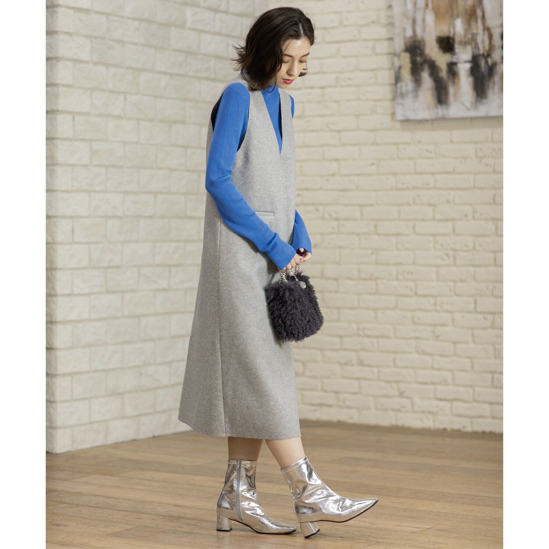 OPAQUE.CLIP「ウールライクメルトン ジャンパードレス【洗濯機洗い可】」|ワンピース|