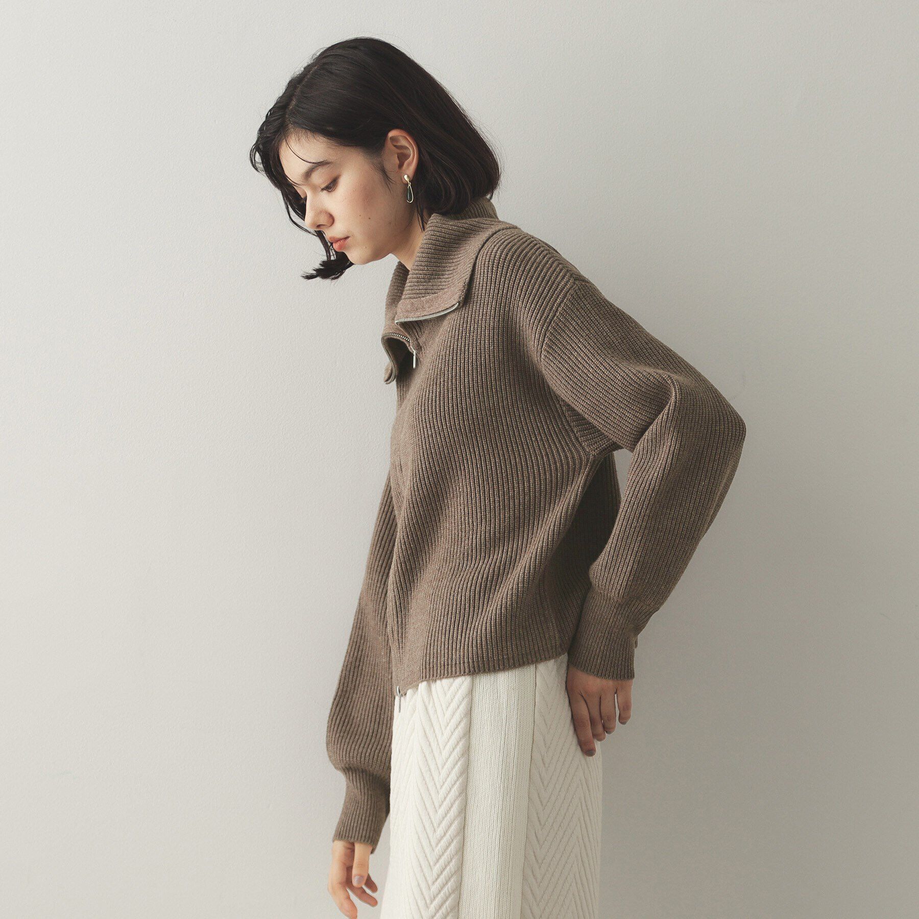 OPAQUE.CLIP「ダブルZIPミドルゲージニットカーディガン【洗濯機洗い可】」|ニット・セーター|