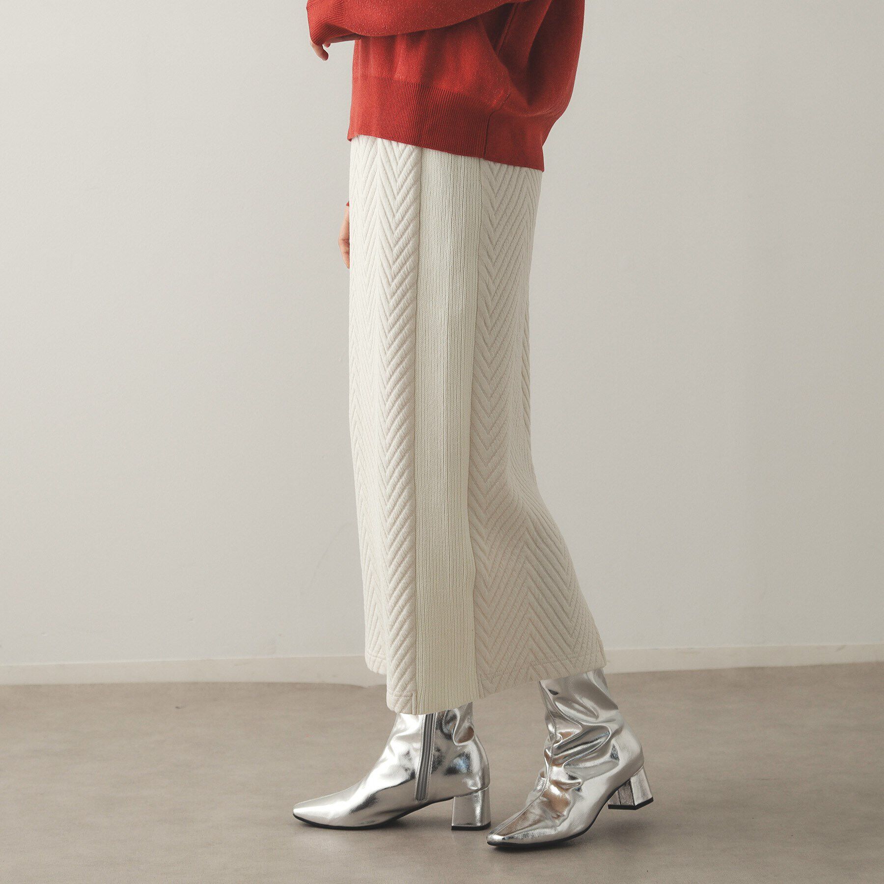 OPAQUE.CLIP「キルティングジャカード イージースカート/セットアップ対応【洗濯機洗い可】」|スカート|