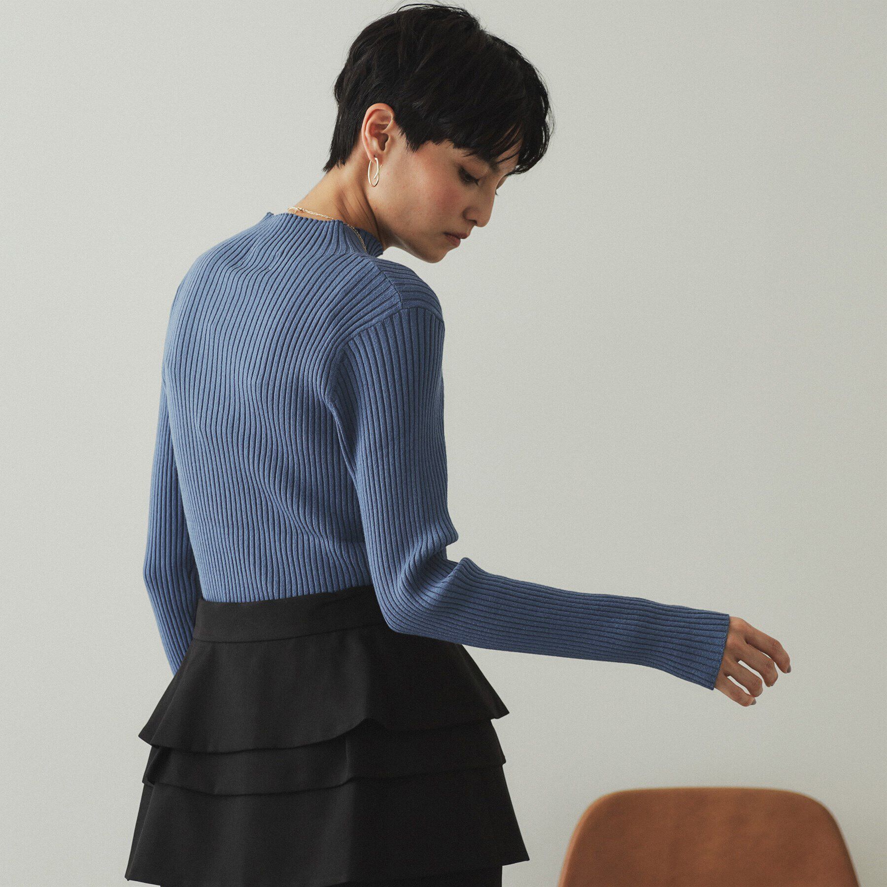 OPAQUE.CLIP「《5color/S-LLsize》もちもちハイネックリブニット【洗濯機洗い可】」|ニット・セーター|