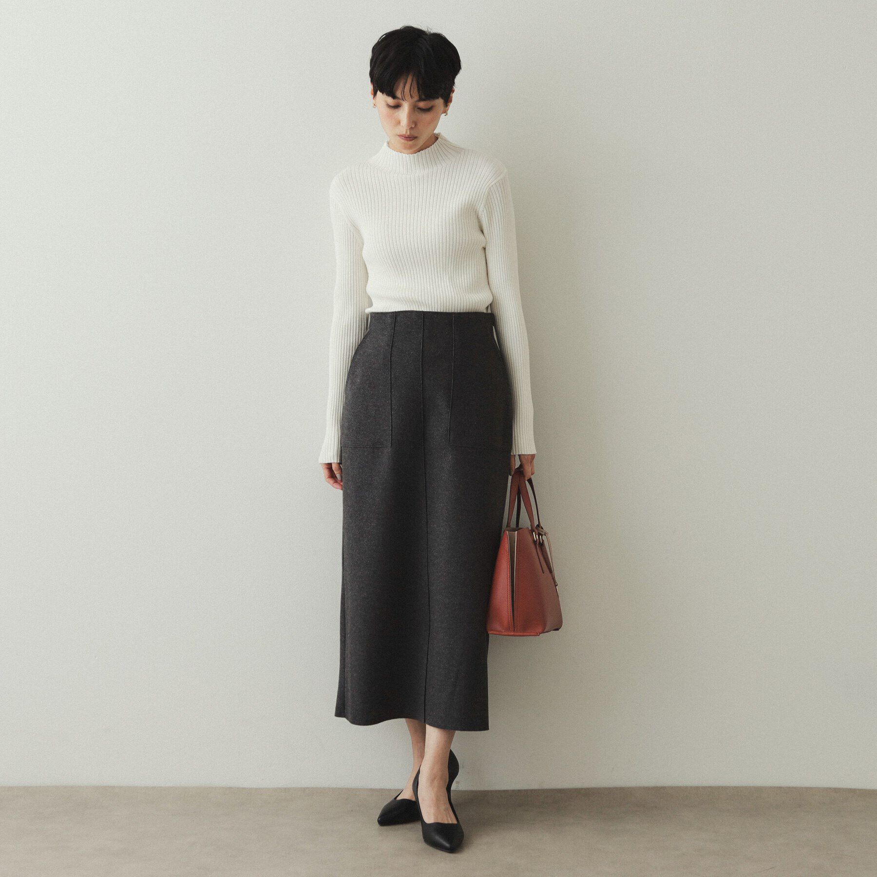 OPAQUE.CLIP「《5color/S-LLsize》もちもちハイネックリブニット【洗濯機洗い可】」|ニット・セーター|