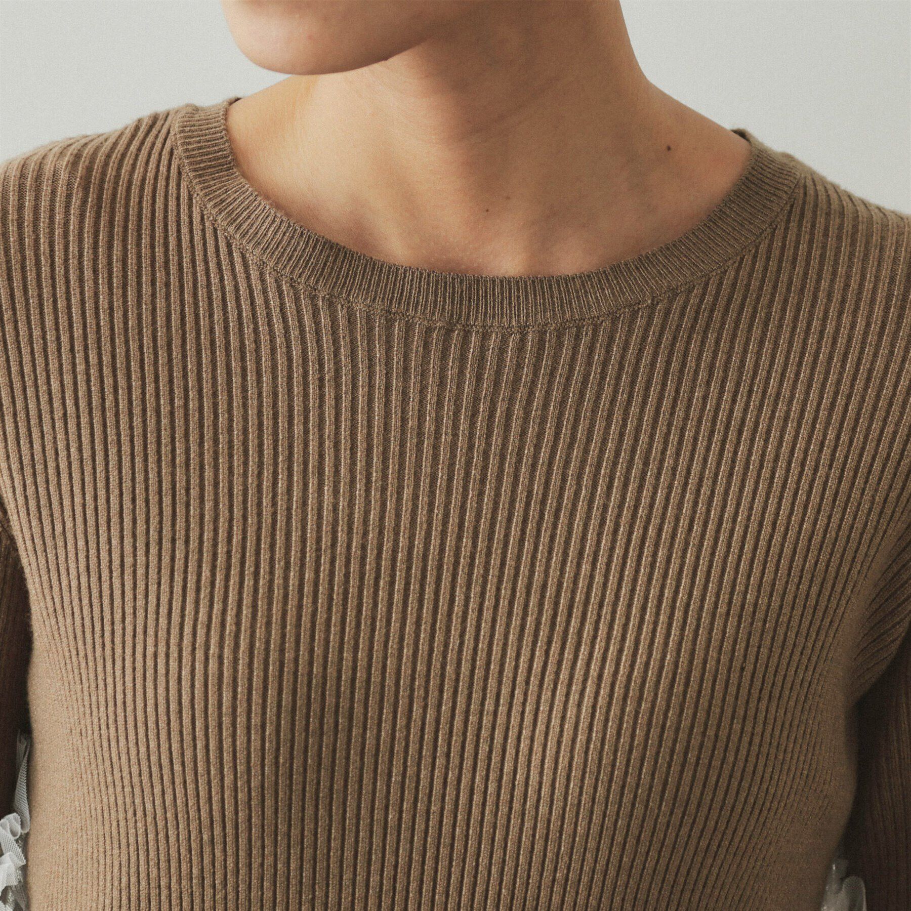 OPAQUE.CLIP「チュールフリルスリーブリブニット【洗濯機洗い可】」|ニット・セーター|