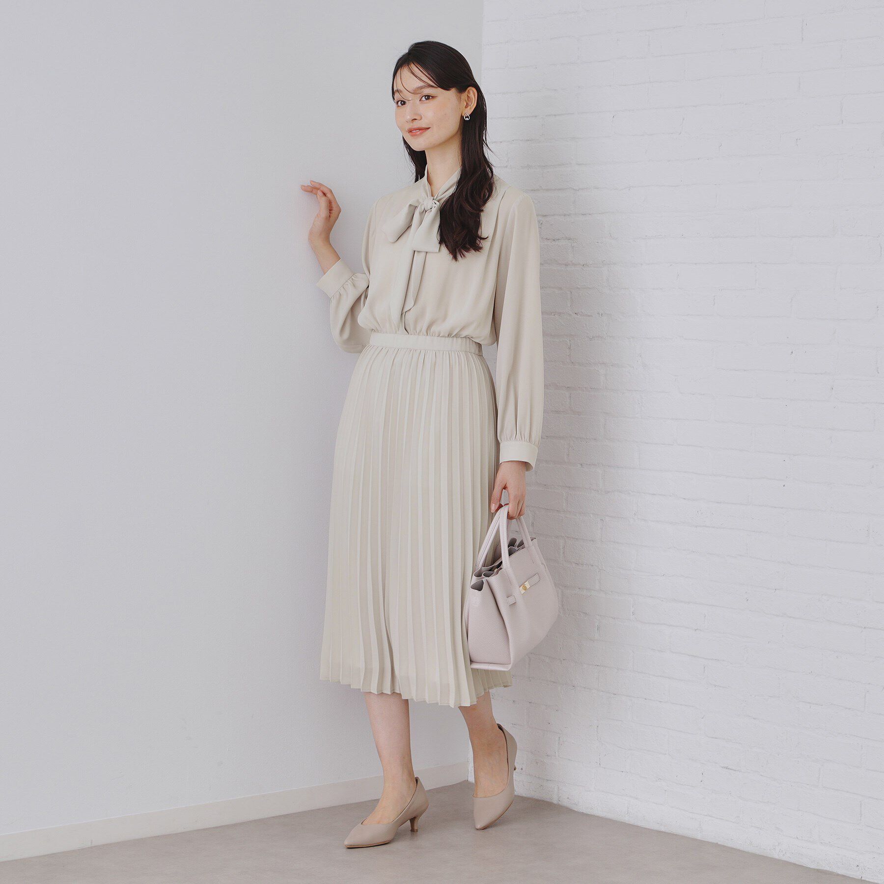 OPAQUE.CLIP「《通勤・セレモニー対応》ジョーゼットプリーツワンピース【洗える】」|ワンピース|
