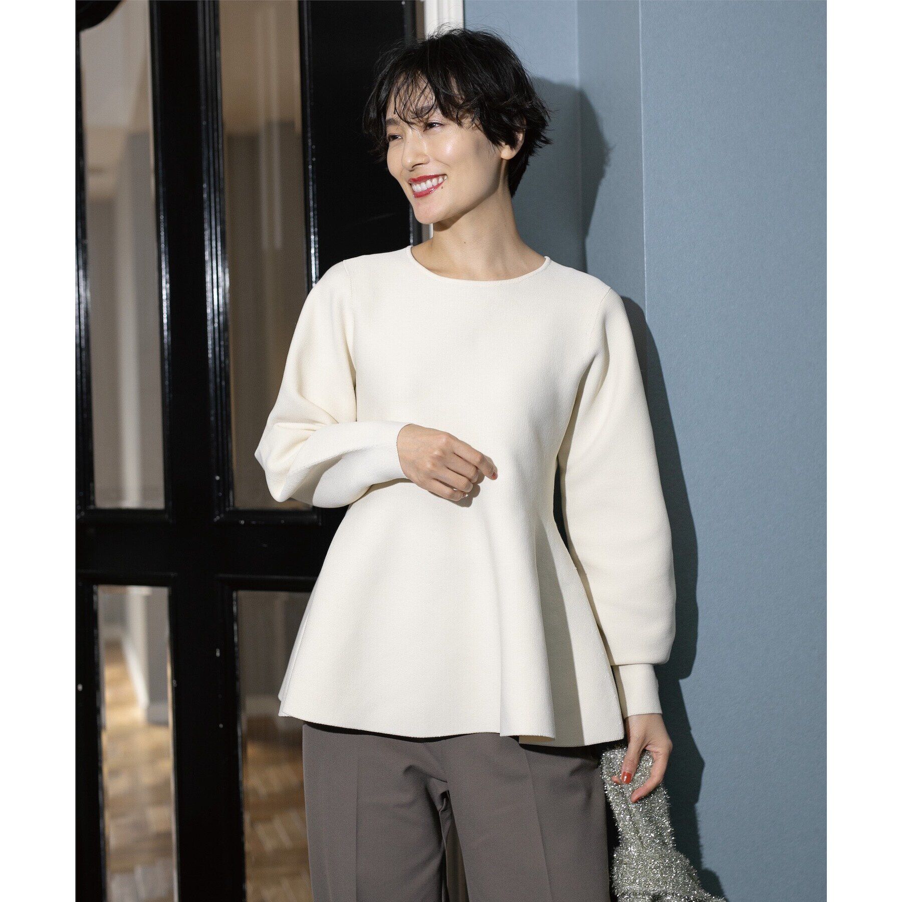 OPAQUE.CLIP「《5color》シームレスペプラムニット【洗濯機洗い可】」|ニット・セーター|