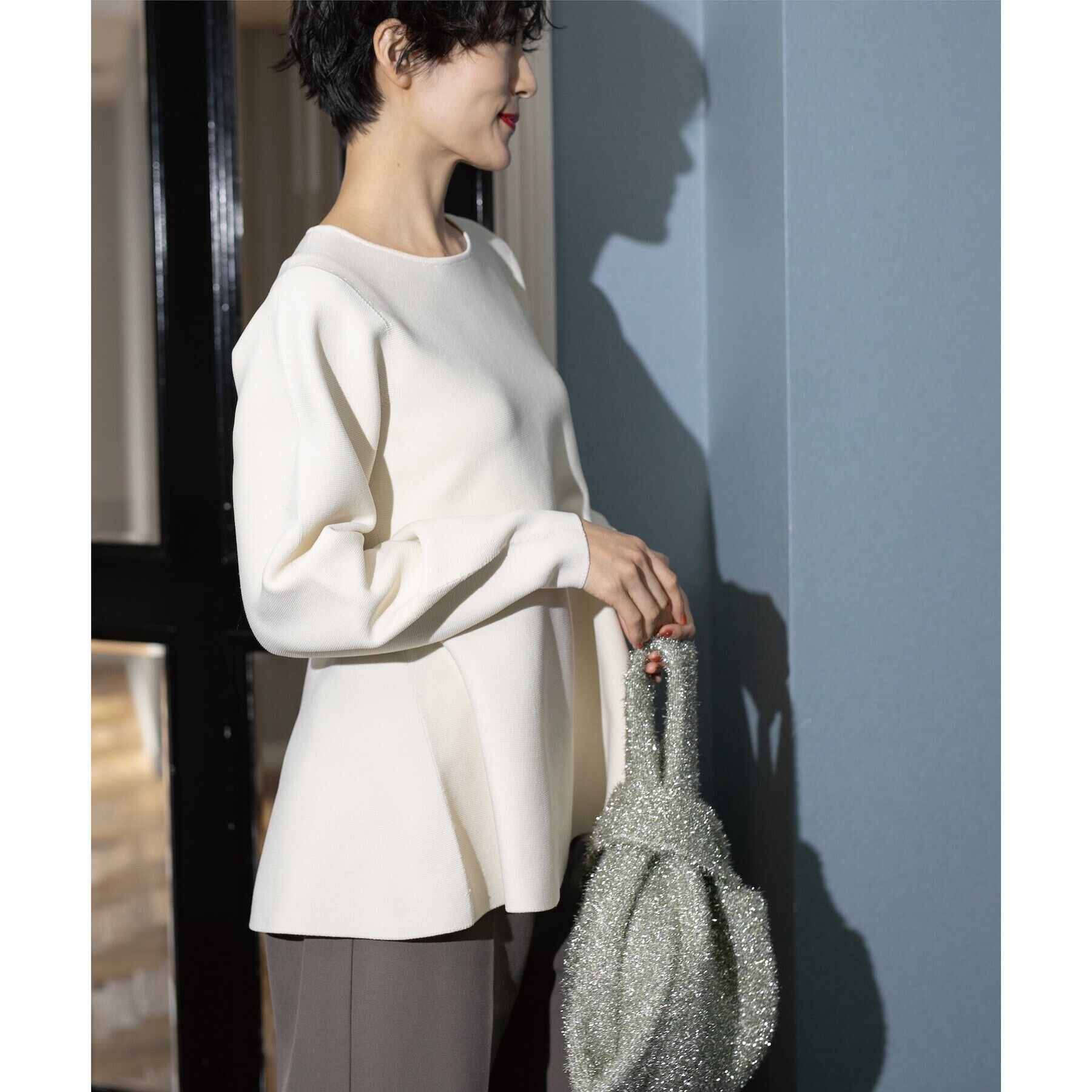 OPAQUE.CLIP「《5color》シームレスペプラムニット【洗濯機洗い可】」|ニット・セーター|