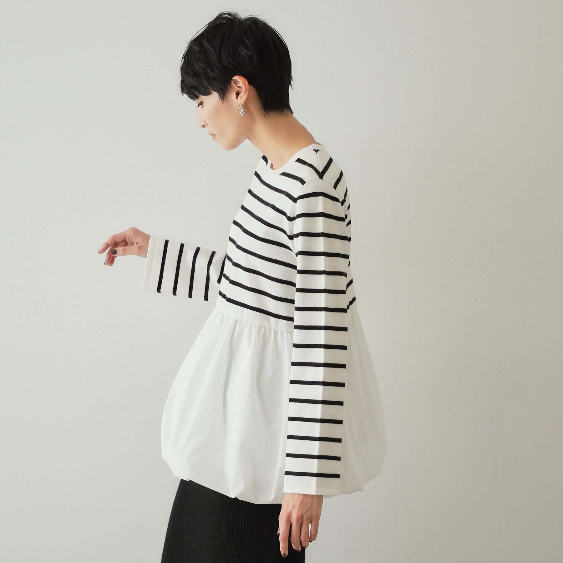 OPAQUE.CLIP「バルーンドッキングペプラムニット【洗濯機洗い可】」|Tシャツ・カットソー|