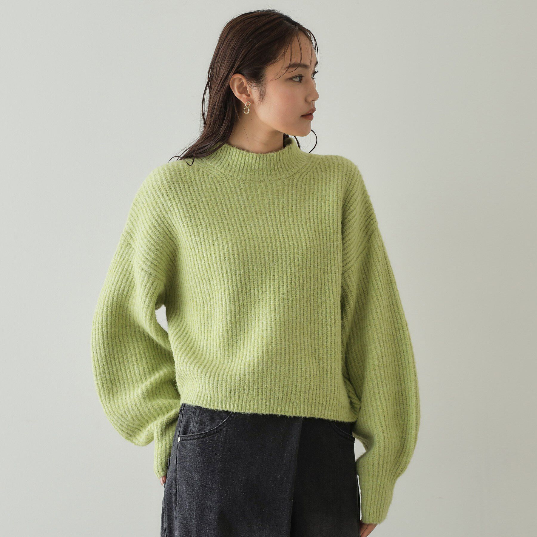 OPAQUE.CLIP「《ツインセット》バラクラバ&times;ハイネックショートニット【洗える】」|ニット・セーター|