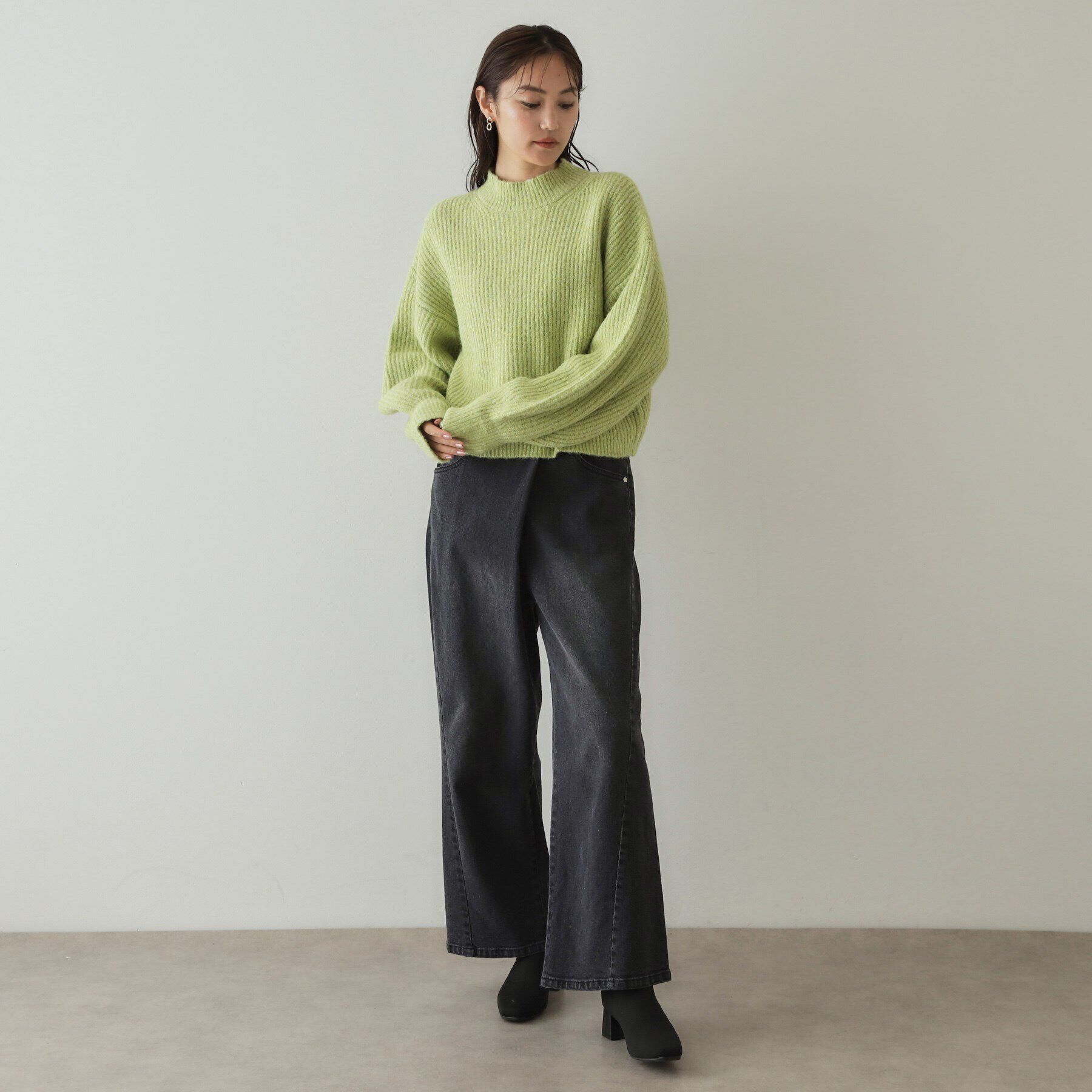 OPAQUE.CLIP「《ツインセット》バラクラバ&times;ハイネックショートニット【洗える】」|ニット・セーター|