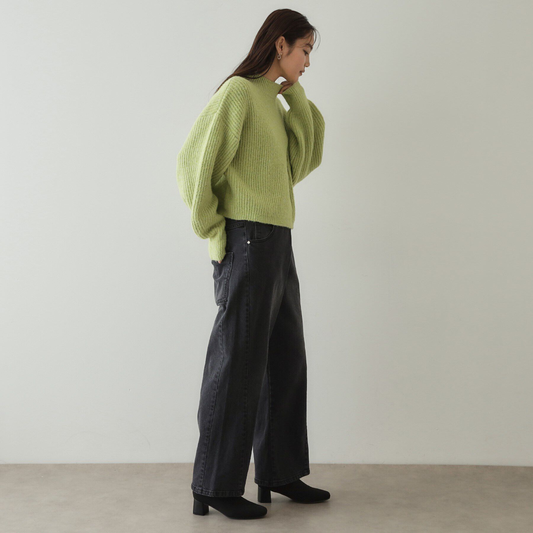 OPAQUE.CLIP「《ツインセット》バラクラバ&times;ハイネックショートニット【洗える】」|ニット・セーター|