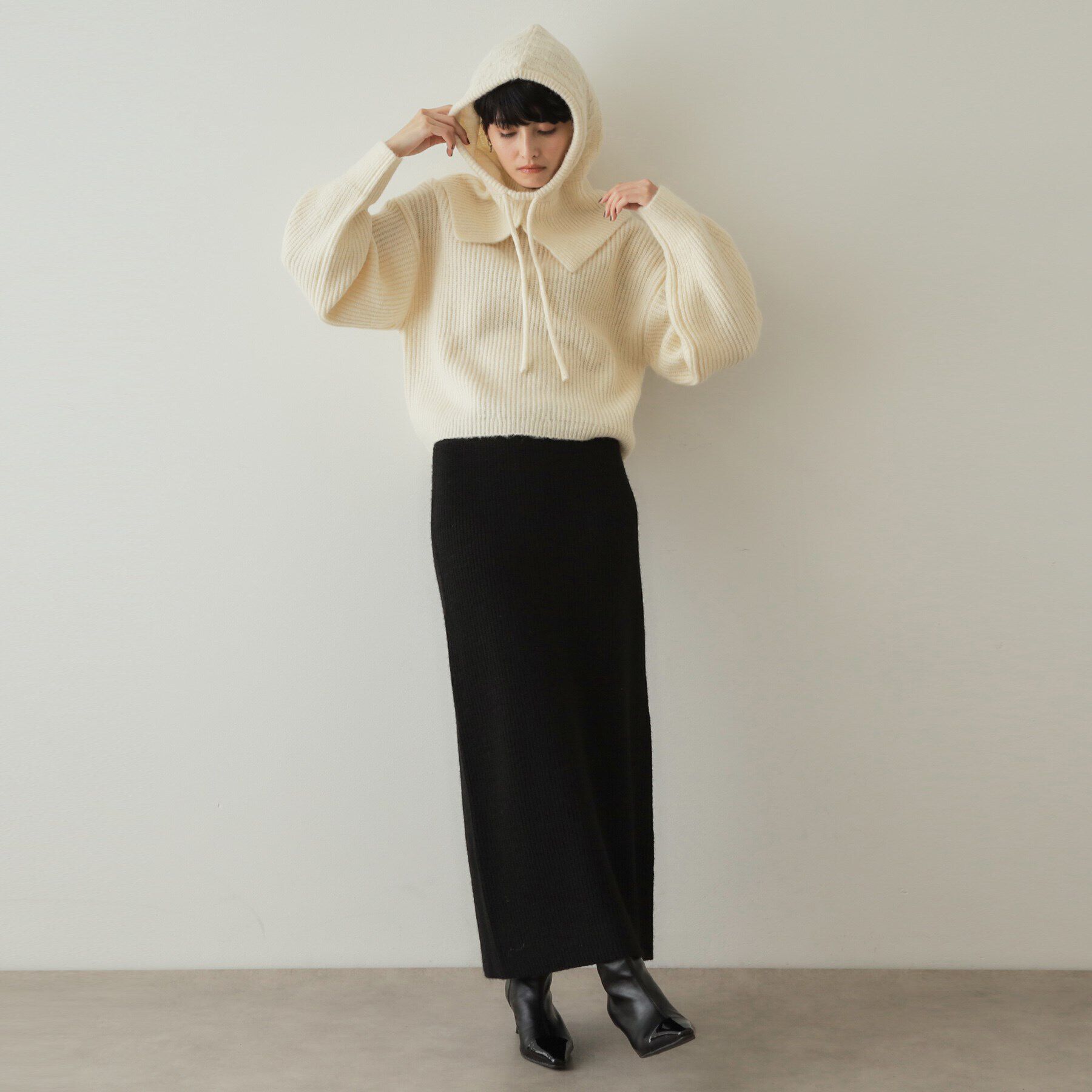 OPAQUE.CLIP「《ツインセット》バラクラバ&times;ハイネックショートニット【洗える】」|ニット・セーター|