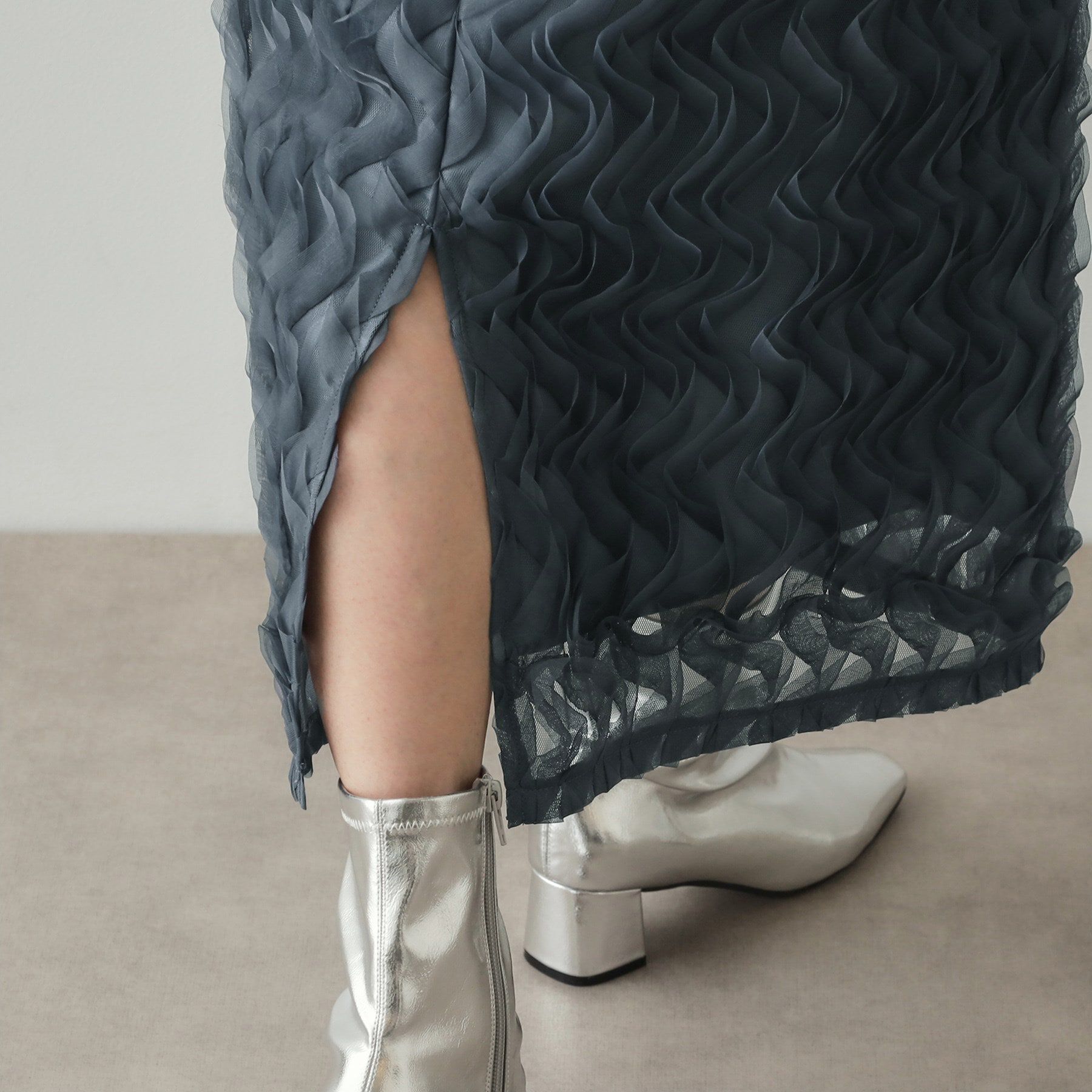 OPAQUE.CLIP「チュールフリルナロースカート【洗える】」|スカート|