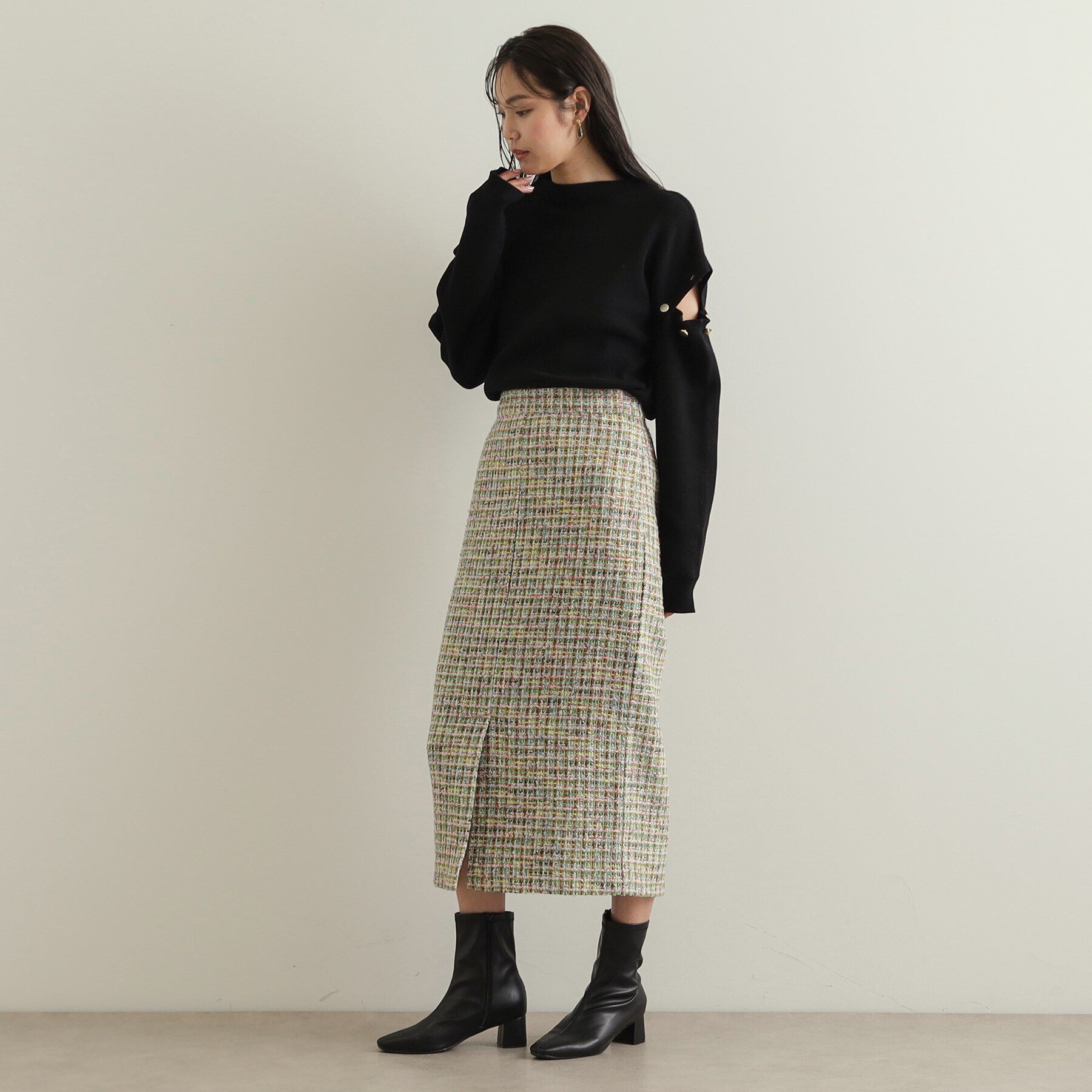 OPAQUE.CLIP「肩ボタンデザインニット【洗濯機洗い可】」|ニット・セーター|