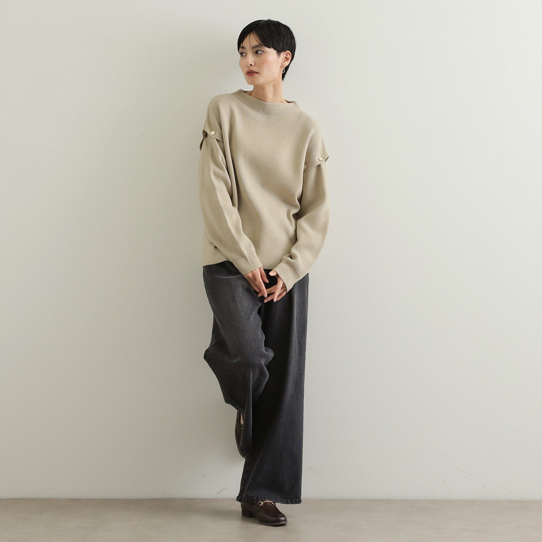 OPAQUE.CLIP「肩ボタンデザインニット【洗濯機洗い可】」|ニット・セーター|