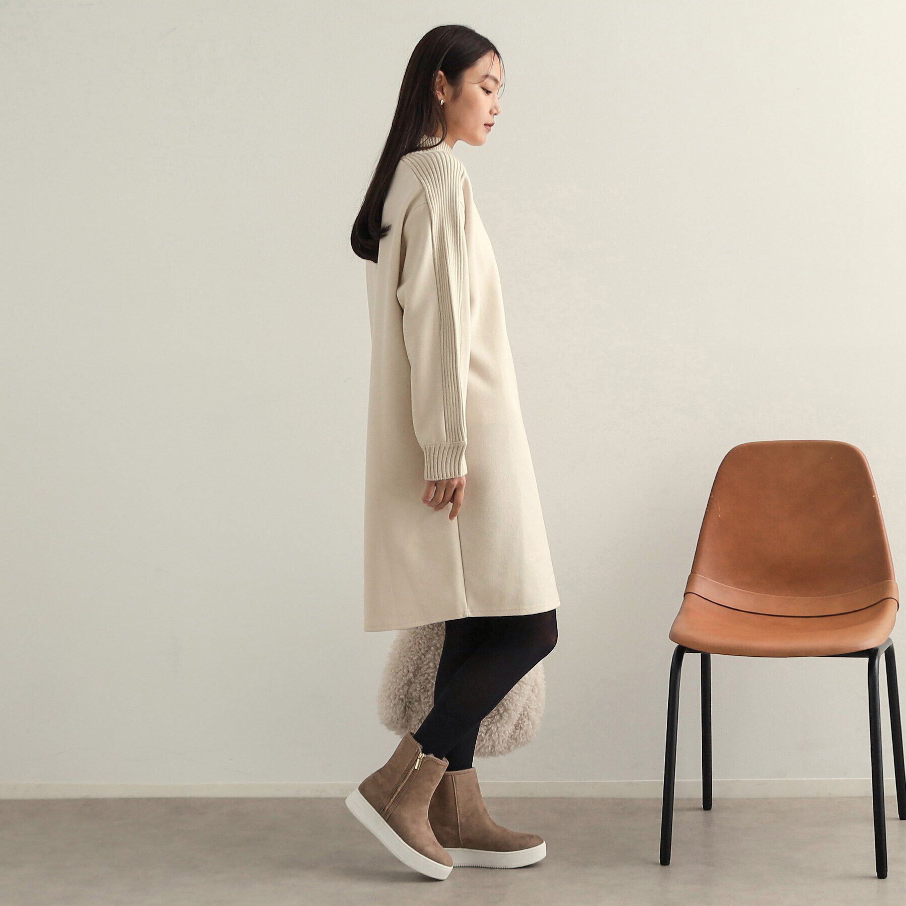 OPAQUE.CLIP「ウールライクメルトンミディワンピース【洗濯機洗い可】」|ワンピース|