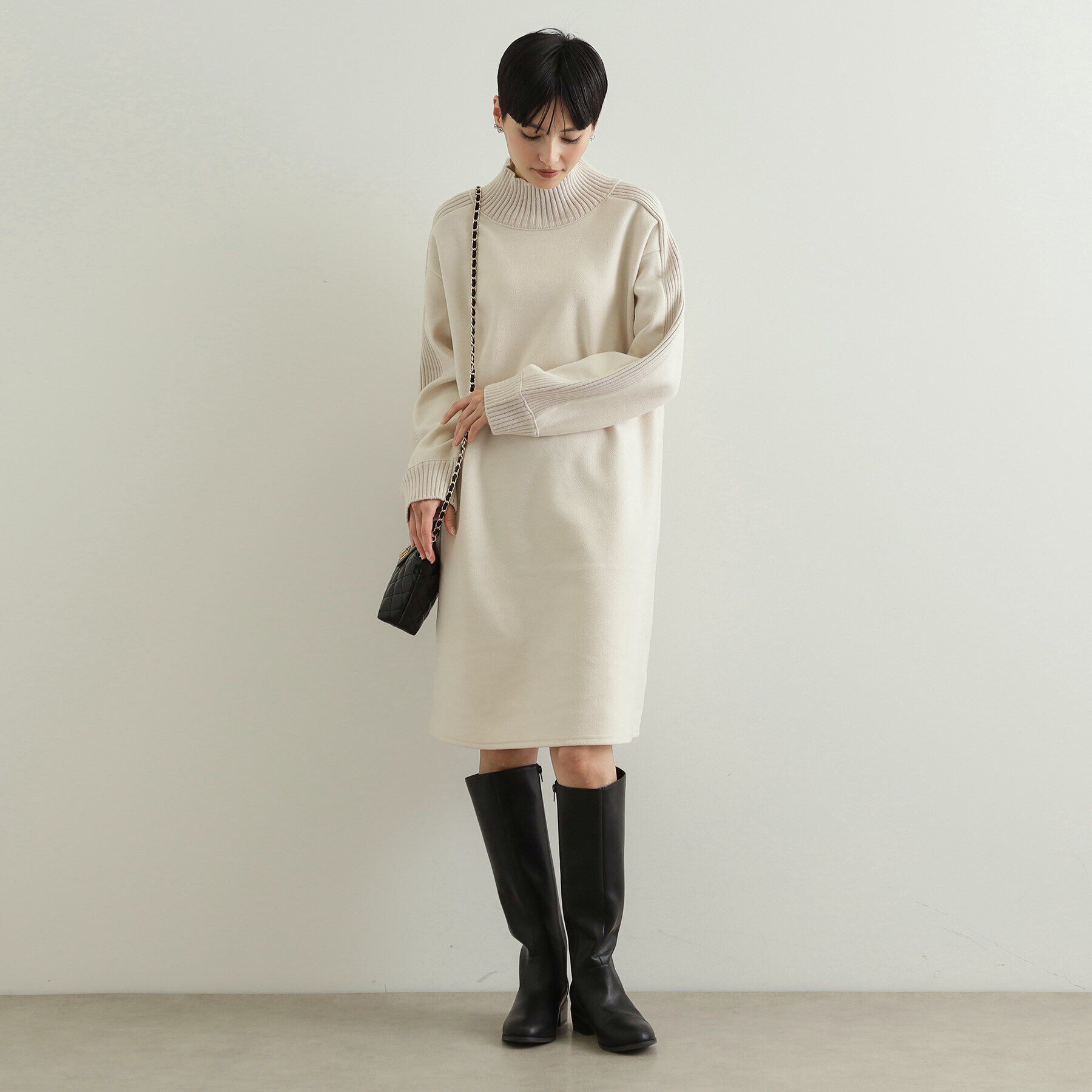 OPAQUE.CLIP「ウールライクメルトンミディワンピース【洗濯機洗い可】」|ワンピース|
