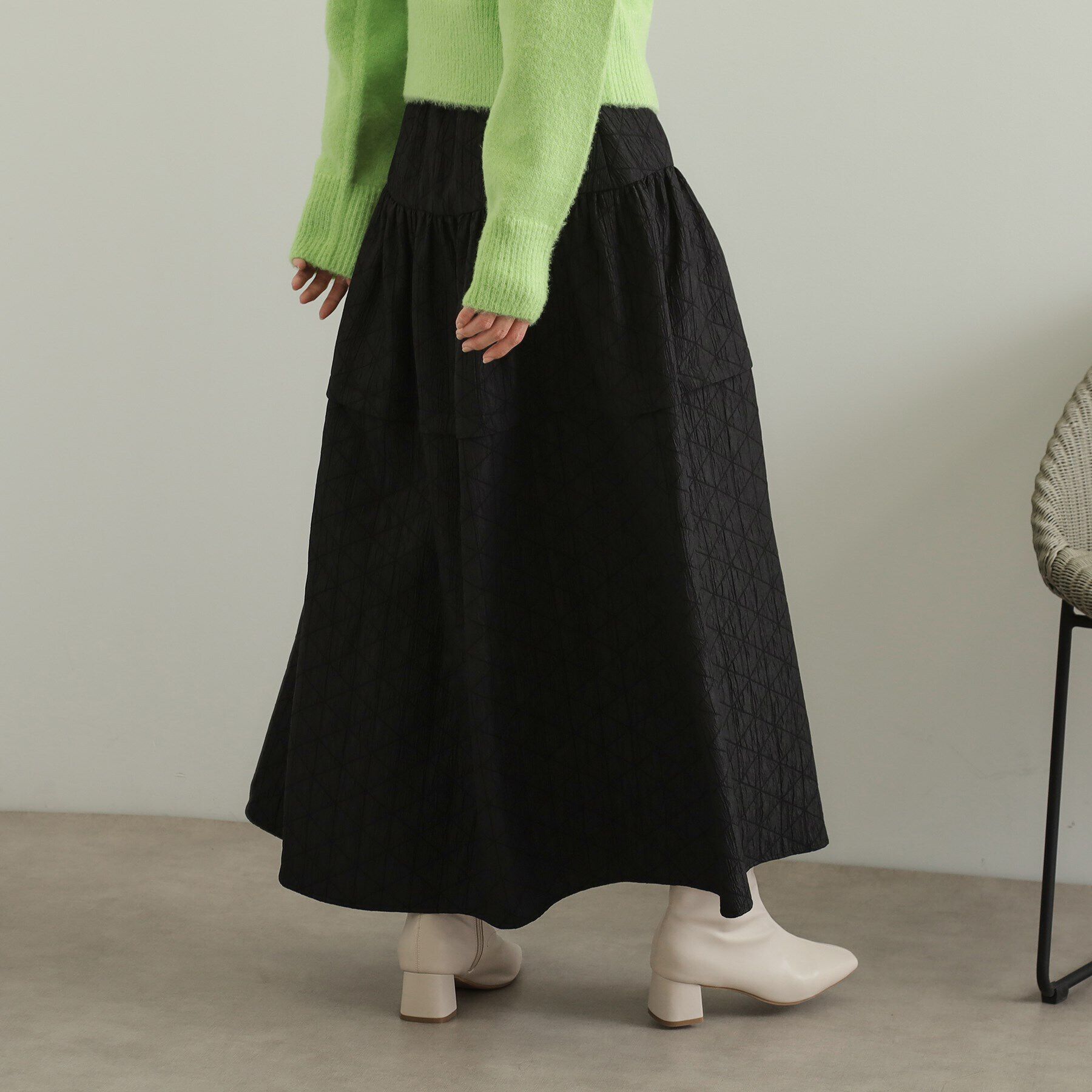 OPAQUE.CLIP「キルティングフレアスカート【洗える】」|スカート|