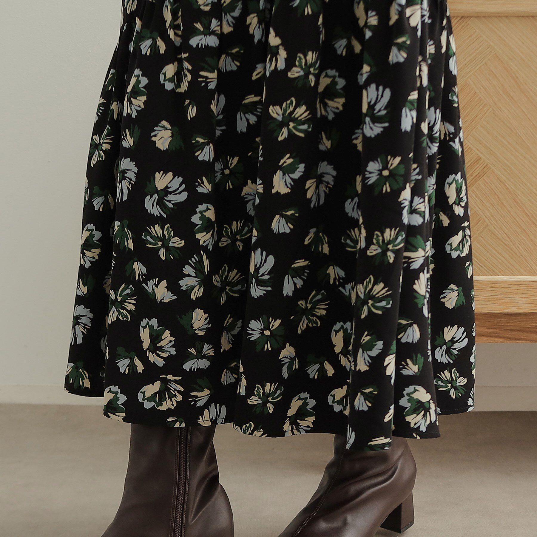 OPAQUE.CLIP「フラワープリントフレアスカート【洗濯機洗い可】」|スカート|