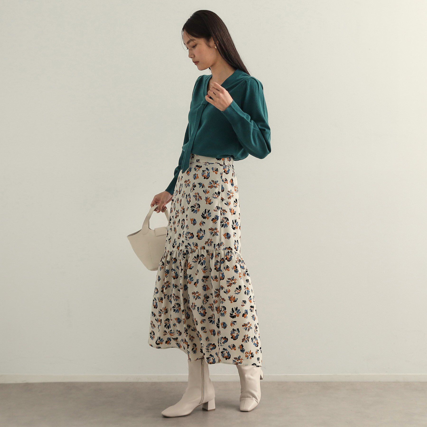 OPAQUE.CLIP「フラワープリントフレアスカート【洗濯機洗い可】」|スカート|