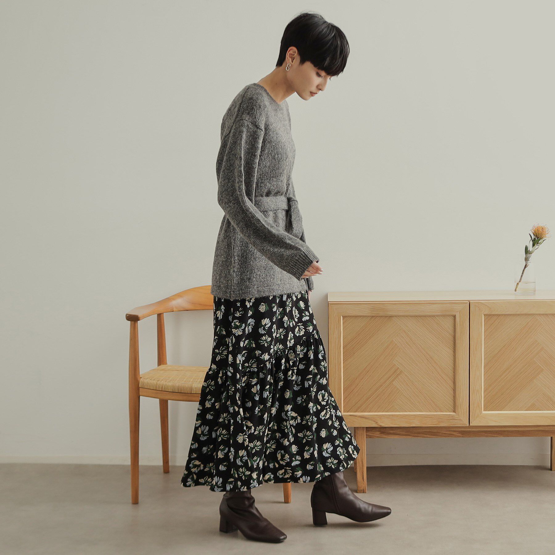 OPAQUE.CLIP「フラワープリントフレアスカート【洗濯機洗い可】」|スカート|