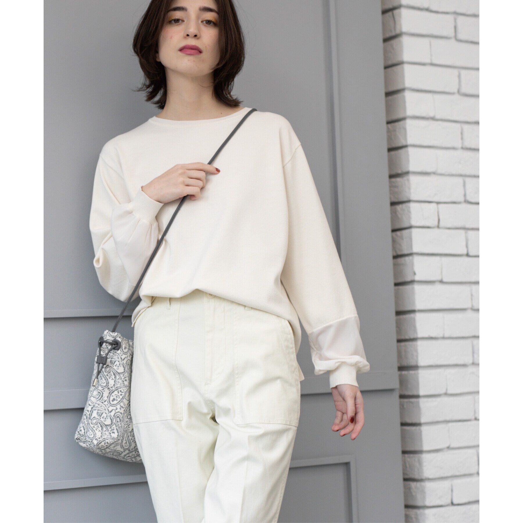 OPAQUE.CLIP「ジョーゼット切替スリーブニット【洗濯機洗い可】」|ニット・セーター|