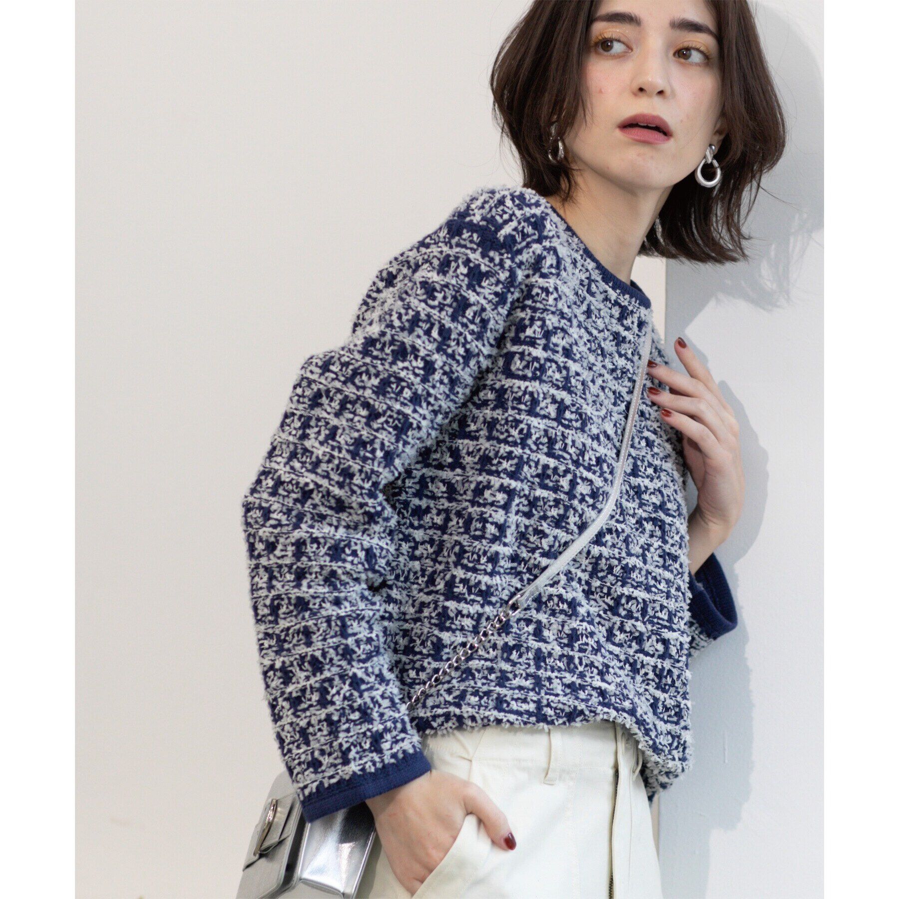 OPAQUE.CLIP「ツイードライクニット【洗濯機洗い可】」|ニット・セーター|