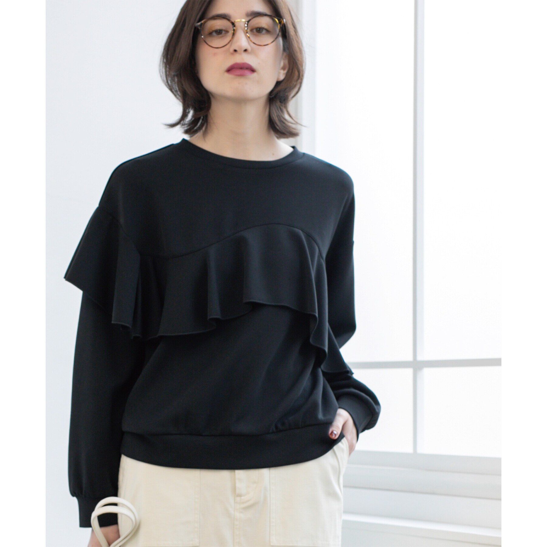 OPAQUE.CLIP「フリルアシメトップス【洗濯機洗い可】」|Tシャツ・カットソー|