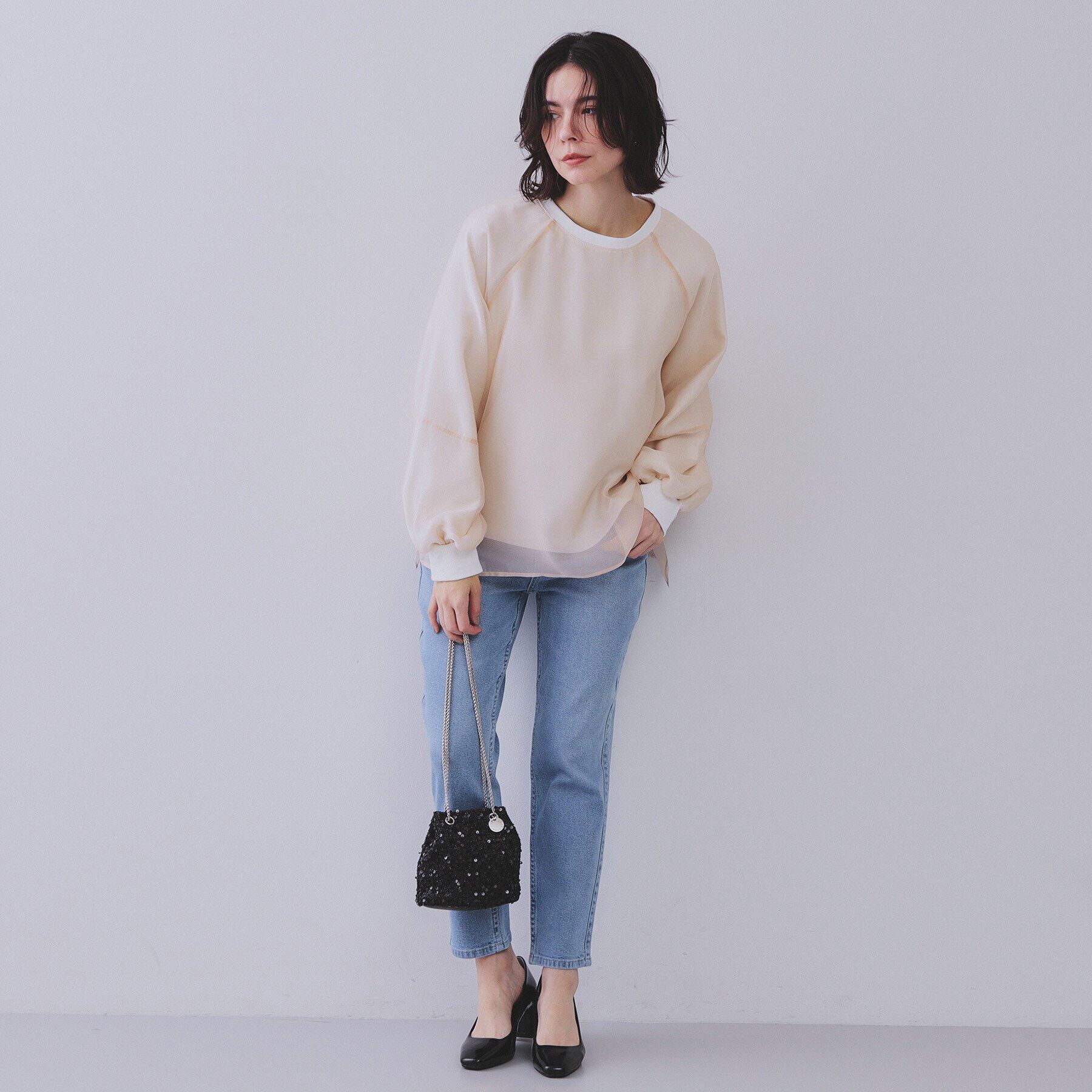 OPAQUE.CLIP「シアーレイヤード裏毛プルオーバー【洗濯機洗い可】」|Tシャツ・カットソー|