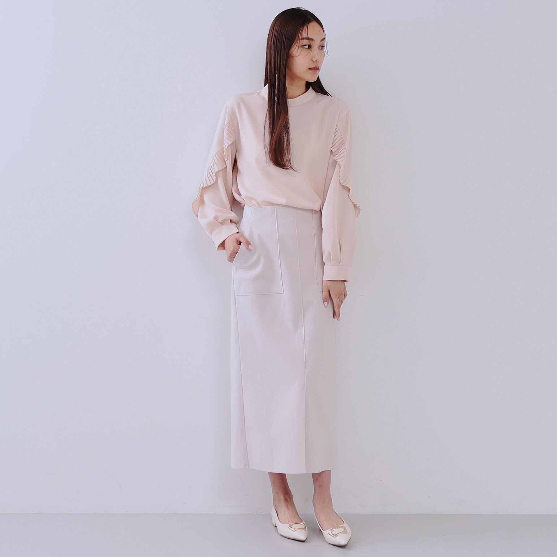 OPAQUE.CLIP「《美人百花掲載》プリーツフリルスリーブブラウス【洗濯機洗い可】」|シャツ・ブラウス|