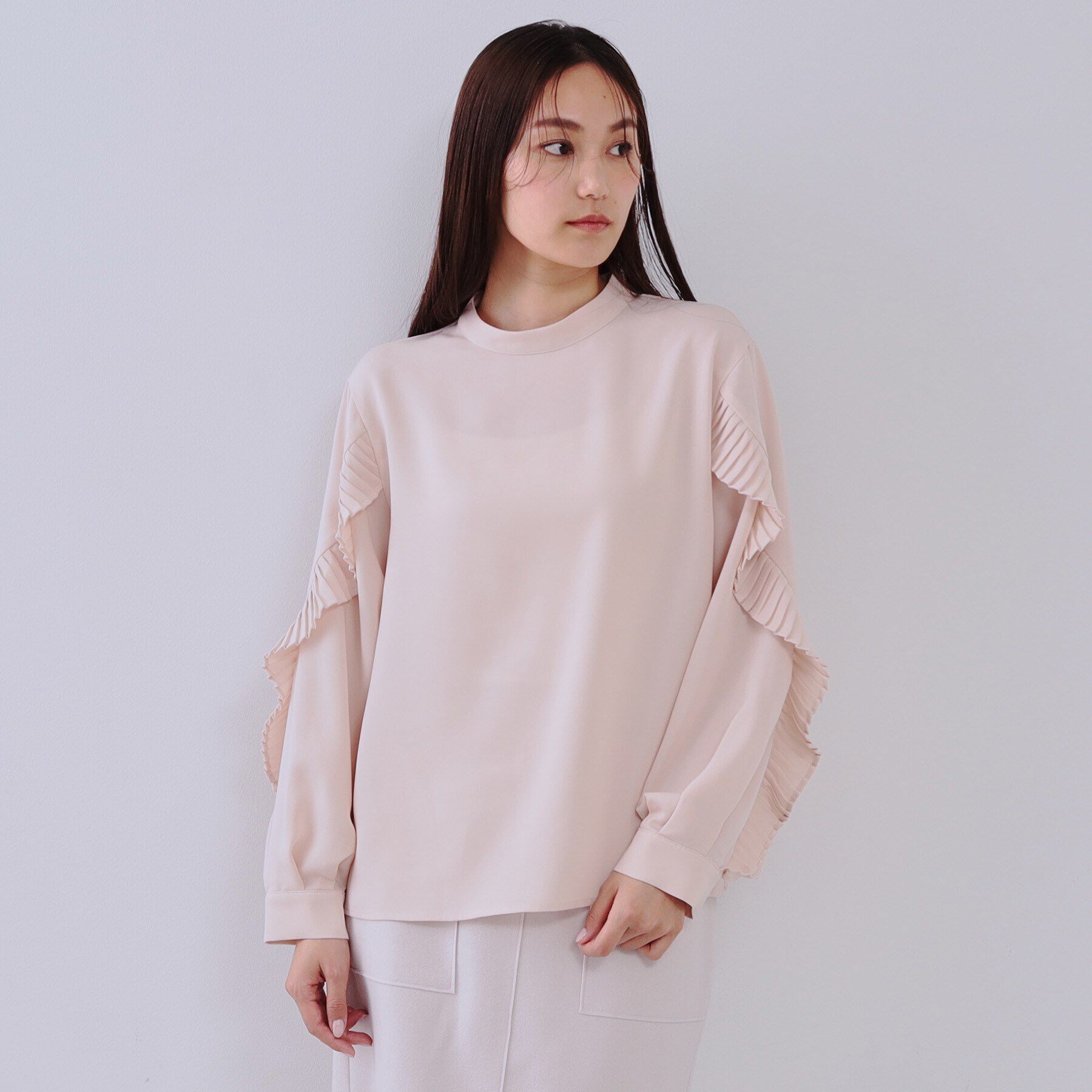 OPAQUE.CLIP「《美人百花掲載》プリーツフリルスリーブブラウス【洗濯機洗い可】」|シャツ・ブラウス|