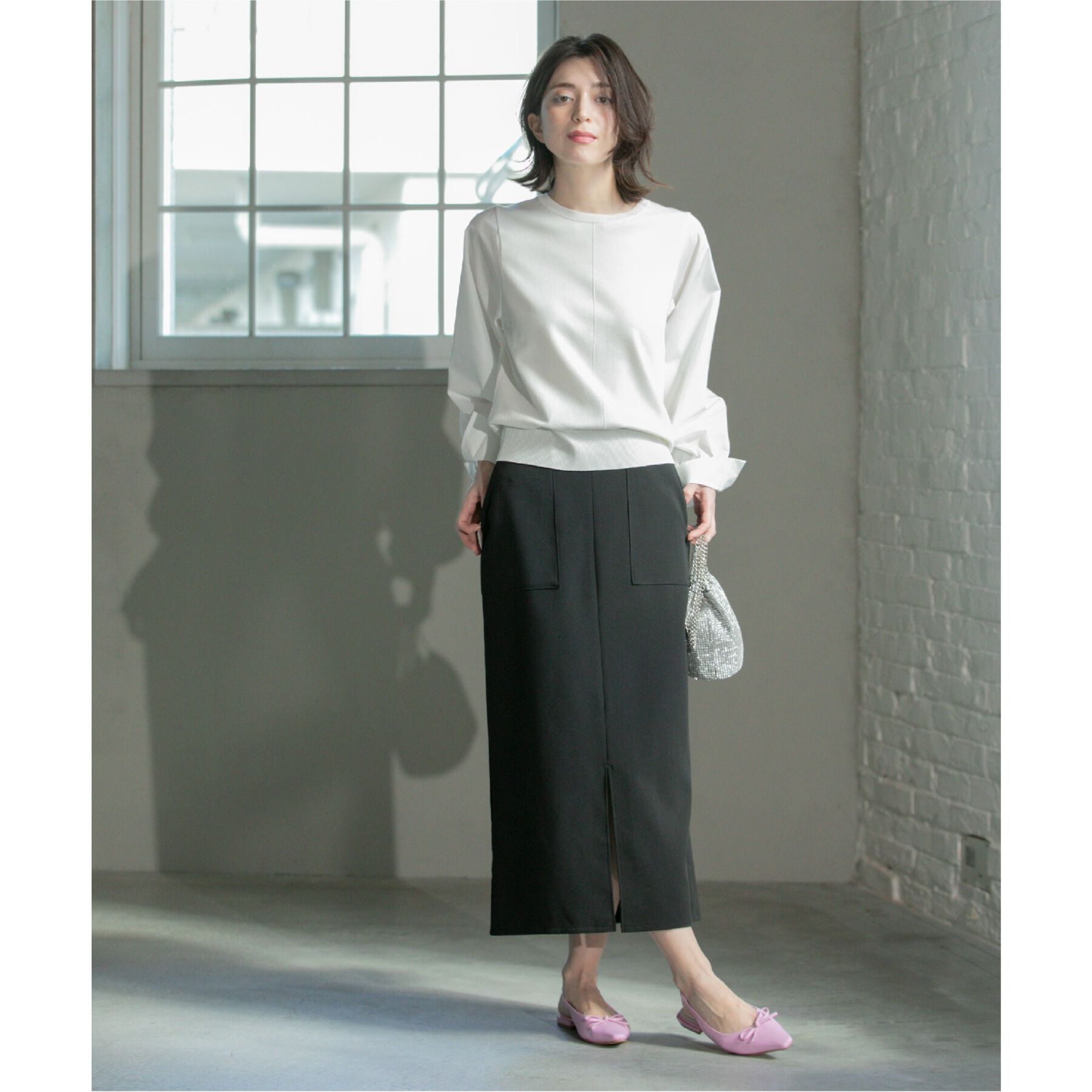 OPAQUE.CLIP「ストレッチダブルポケットタイトスカート【洗濯機洗い可/防シワ】」|スカート|