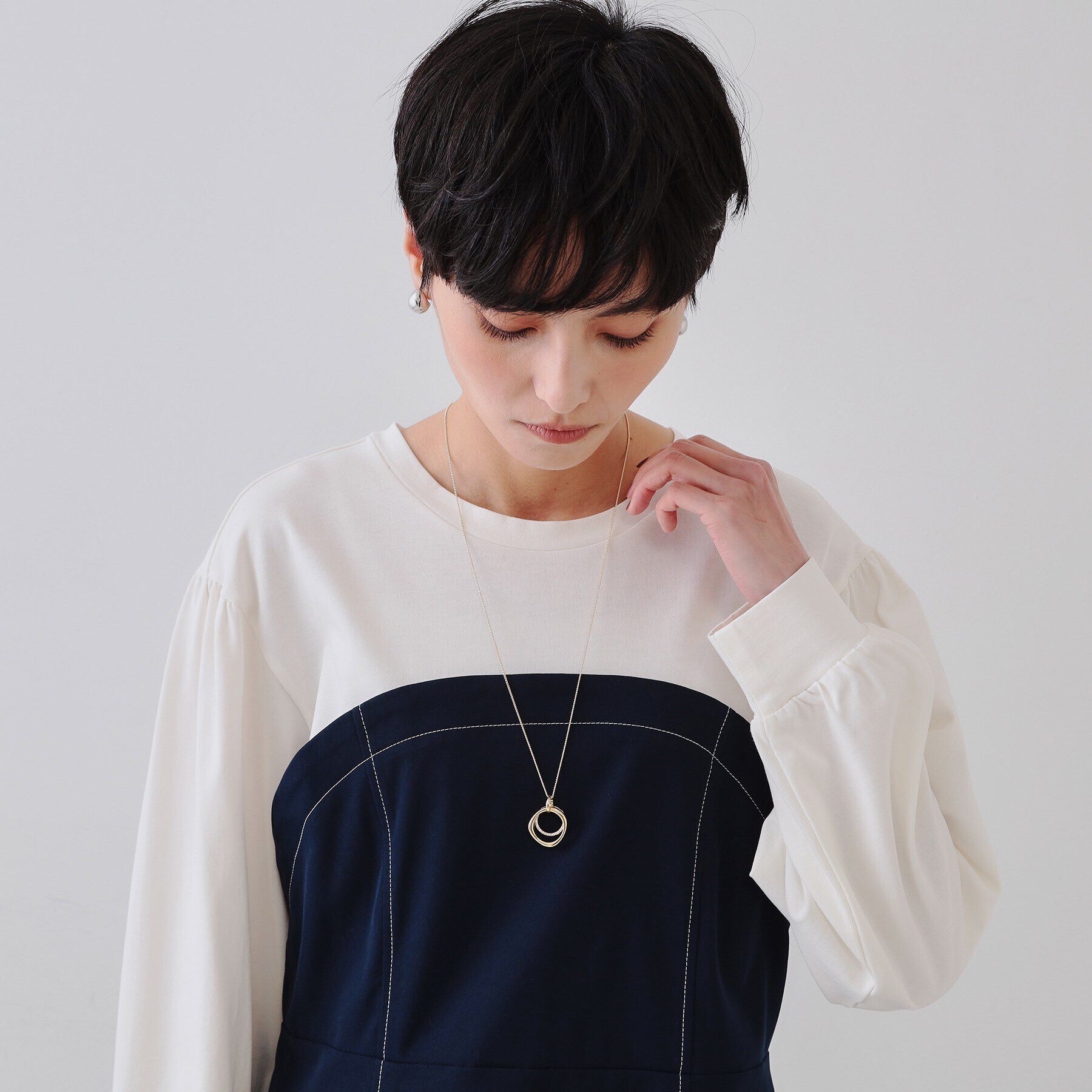 OPAQUE.CLIP「メタルビジューリングネックレス」|ネックレス|