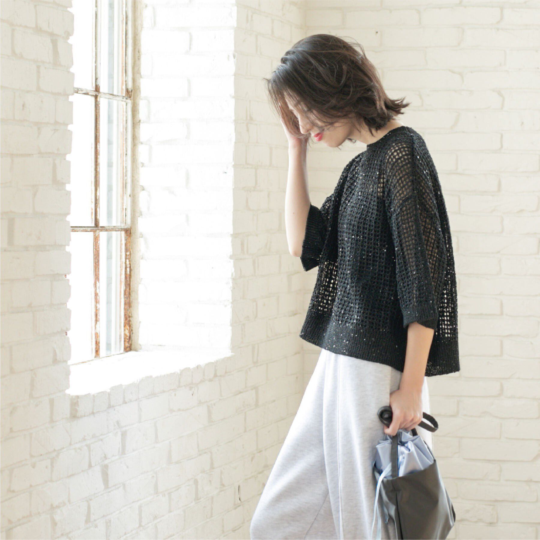 OPAQUE.CLIP「スパンコールメッシュニット」|ニット・セーター|