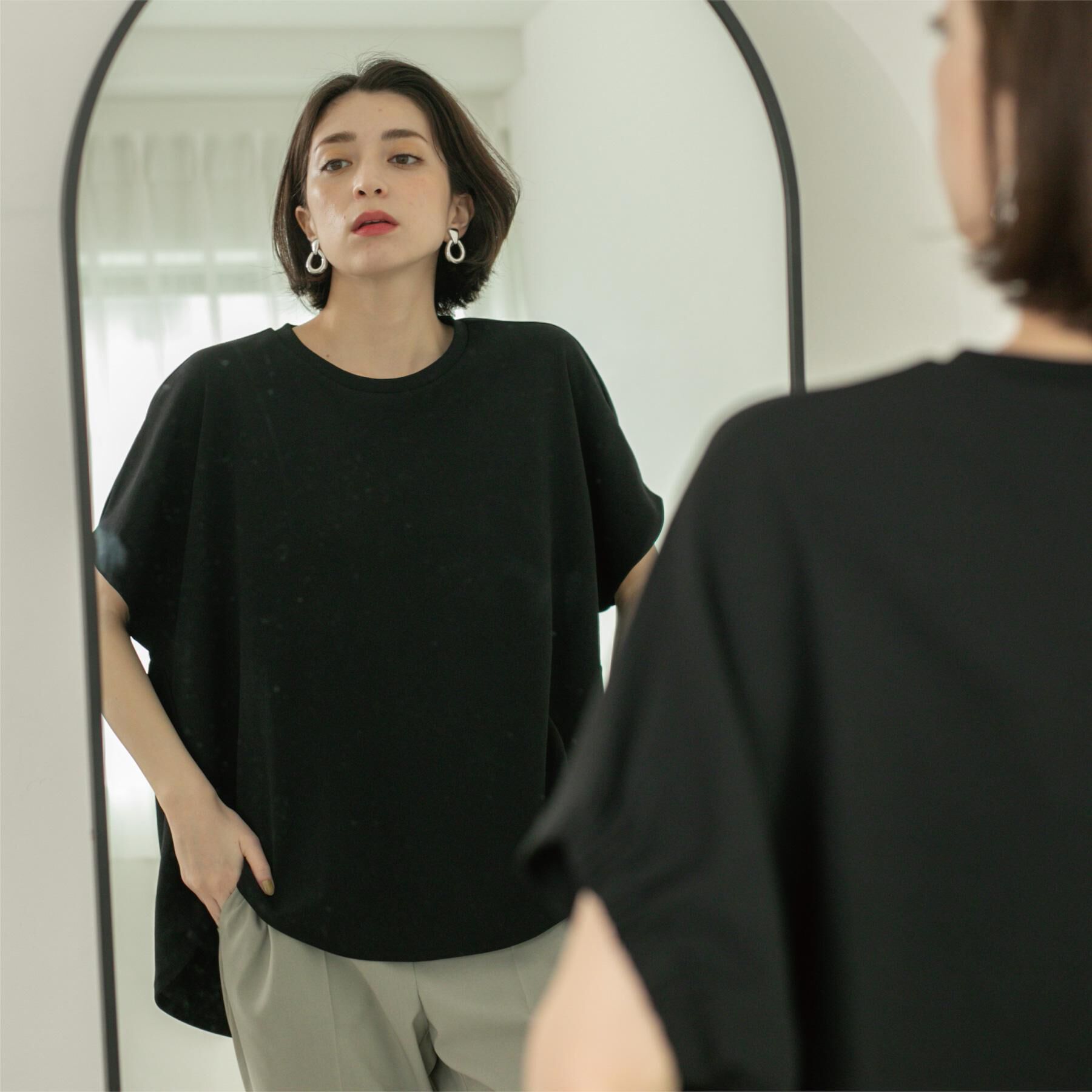 OPAQUE.CLIP「リラクシードルマンスリーブトップス【UV/吸水速乾/洗濯機洗い可】」|Tシャツ・カットソー|