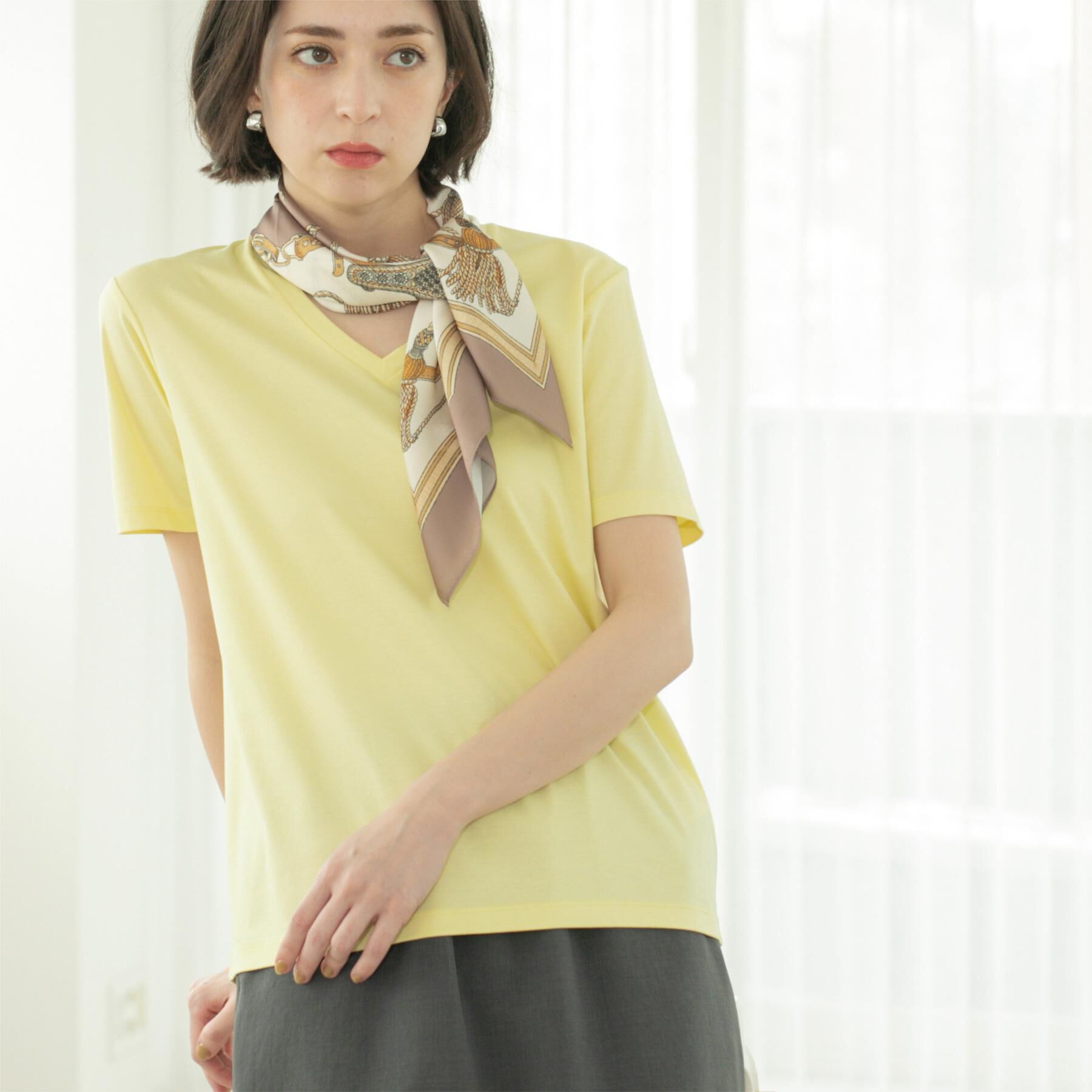 OPAQUE.CLIP「《5色展開/SS-LLサイズ》VネックベーシックTシャツ【接触冷感/洗濯機洗い可】」|Tシャツ・カットソー|