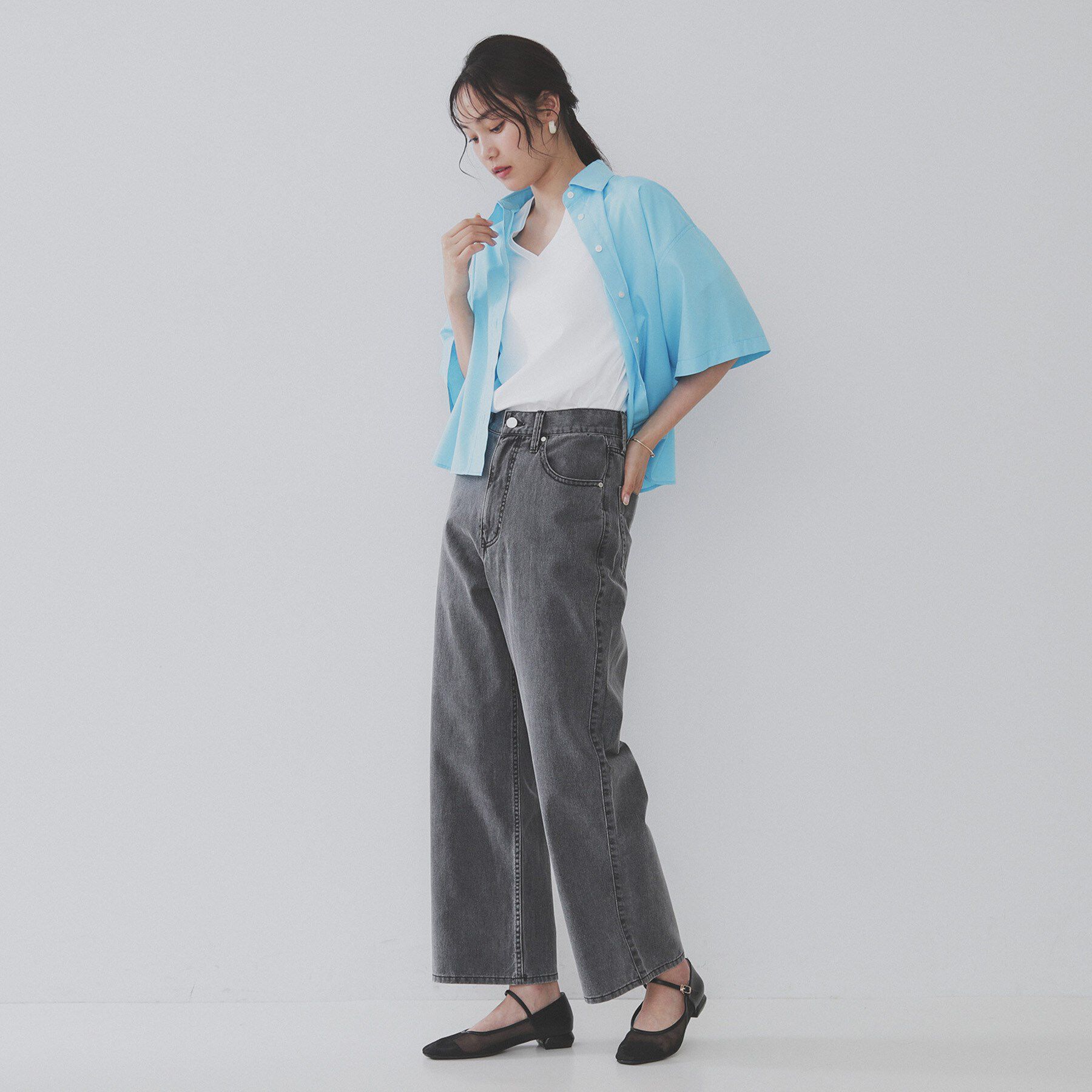 OPAQUE.CLIP「《5色展開/SS-LLサイズ》VネックベーシックTシャツ【接触冷感/洗濯機洗い可】」|Tシャツ・カットソー|