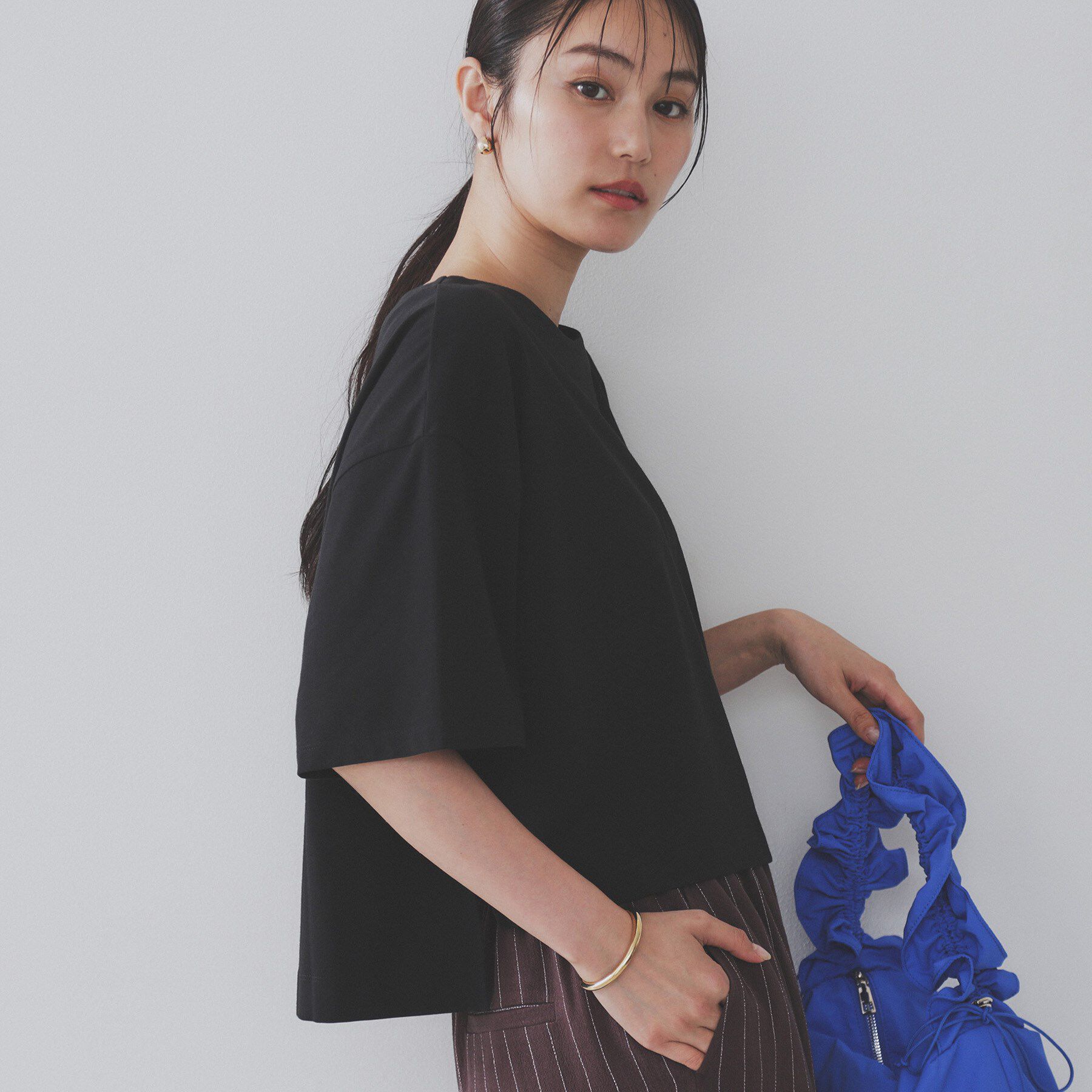 OPAQUE.CLIP「ボートネックショートTシャツ【洗濯機洗い可】」|Tシャツ・カットソー|