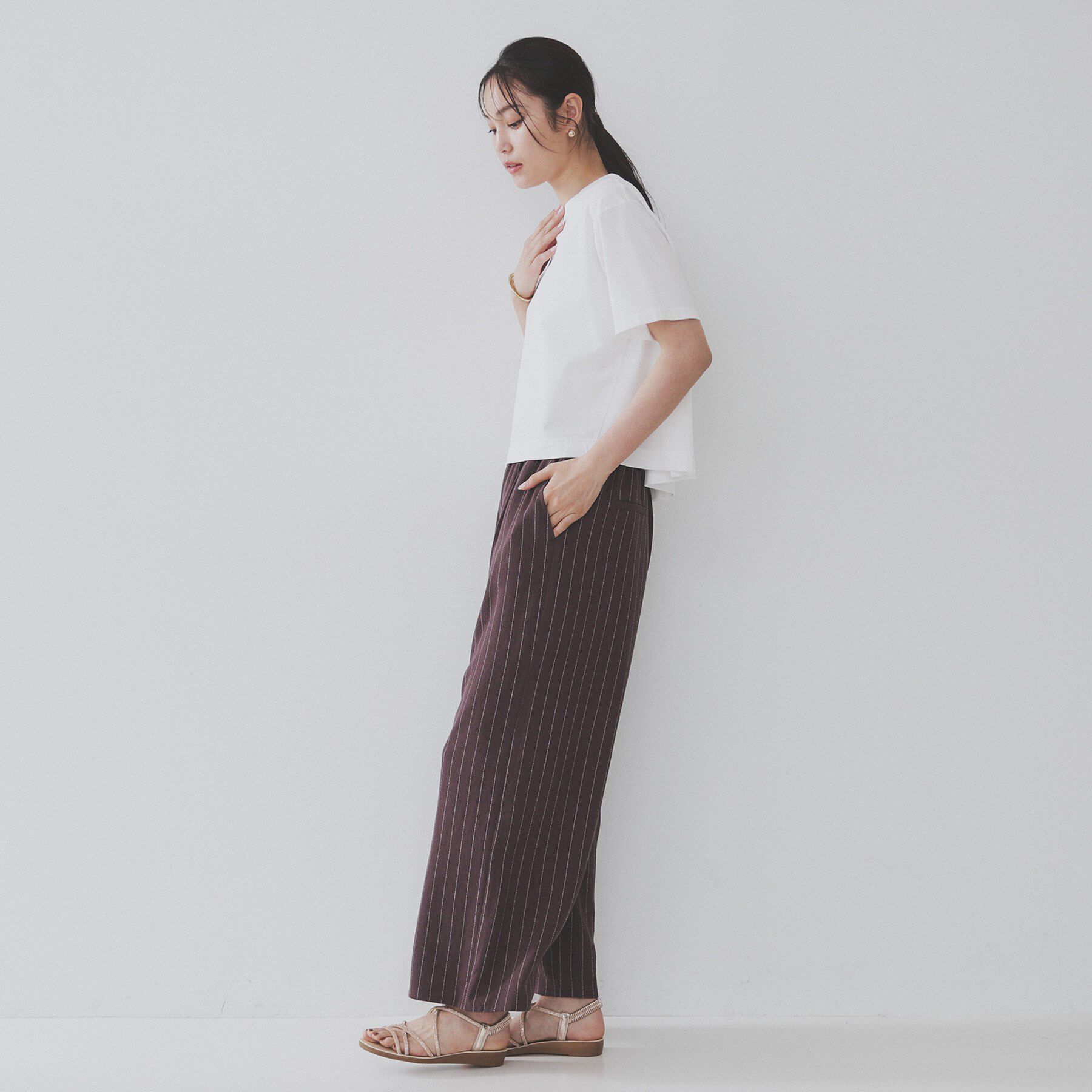 OPAQUE.CLIP「バックフレアショートTシャツ【洗濯機洗い可】」|Tシャツ・カットソー|