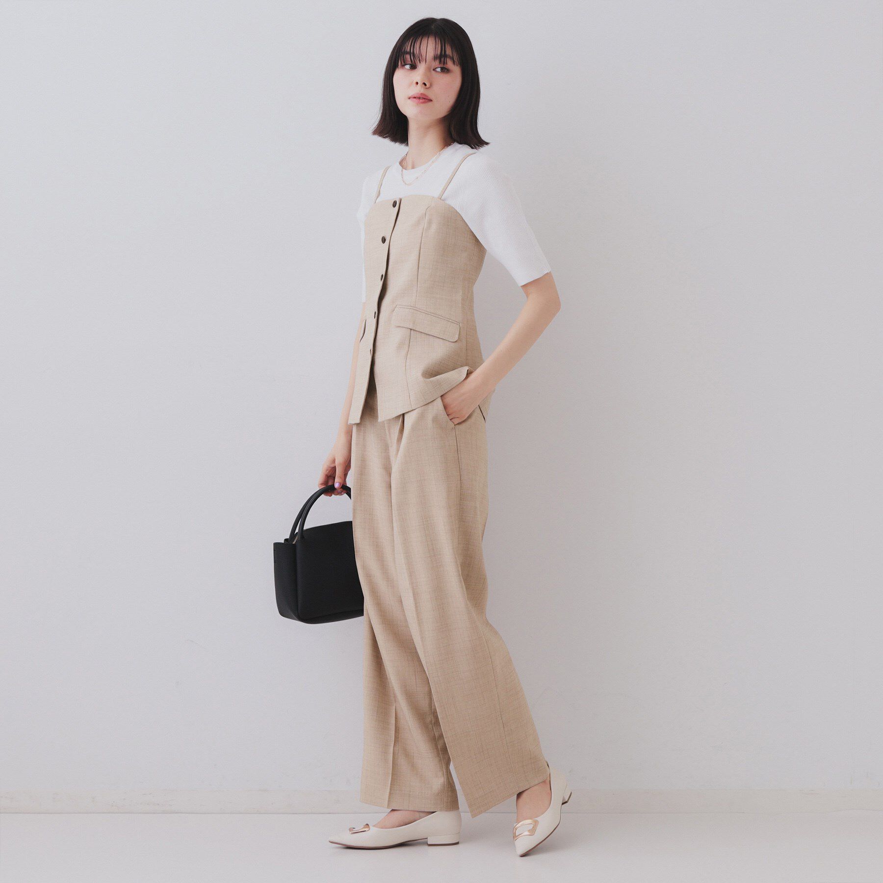 OPAQUE.CLIP「メランジビスチェ風ジレ/セットアップ対応可【洗濯機洗い可】」|ベスト・ジレ|