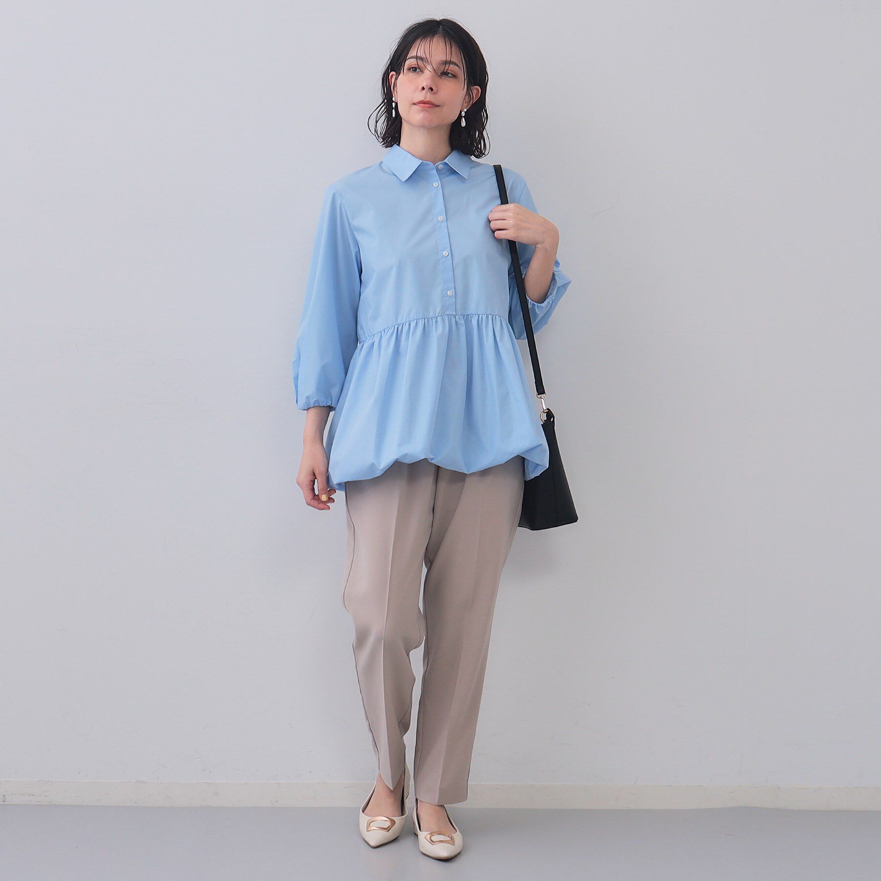 OPAQUE.CLIP「裾バルーンペプラムシャツ【洗濯機洗い可】」|シャツ・ブラウス|