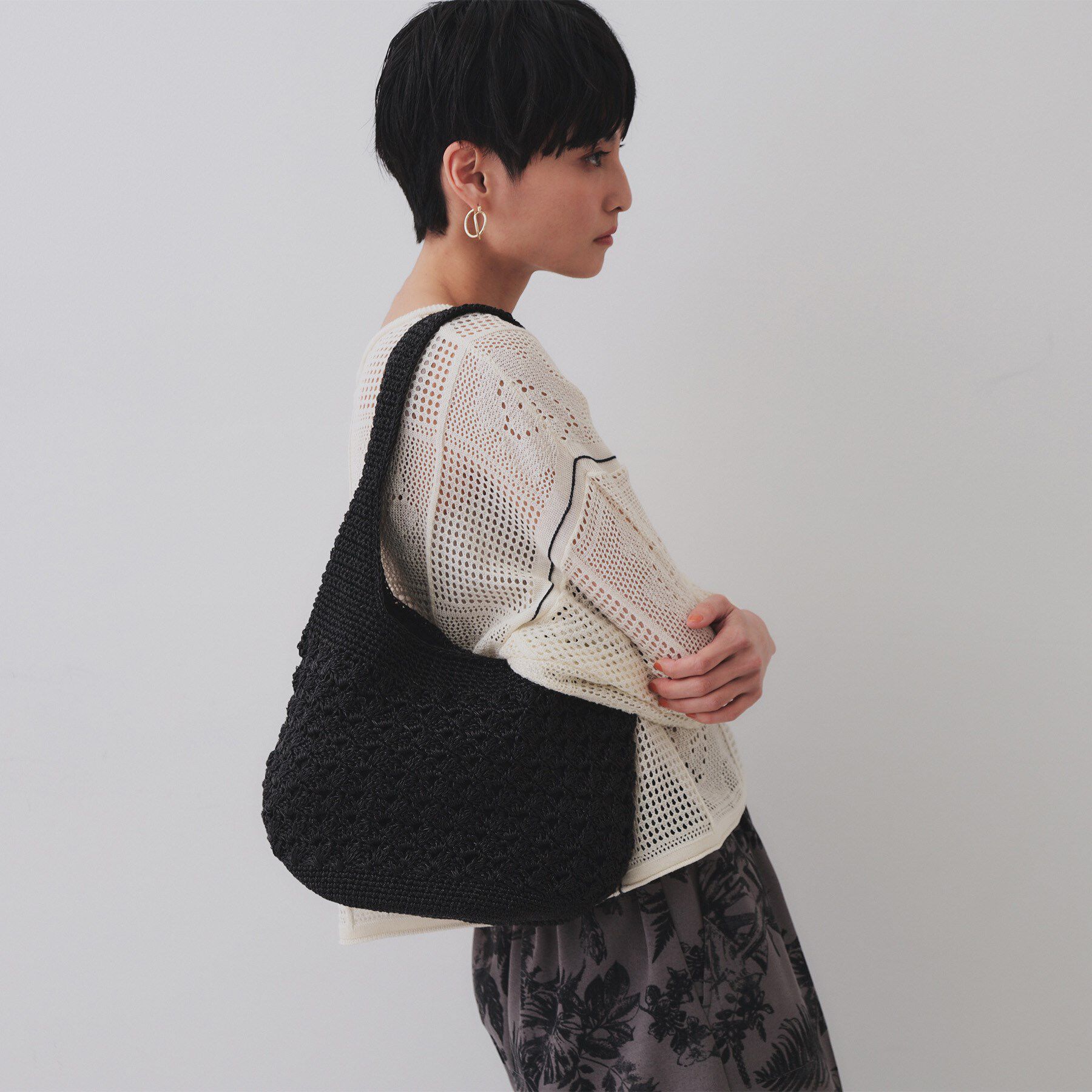 OPAQUE.CLIP「カギ針ラメワンショルダーバッグ」|ショルダー・メッセンジャー|ブラック(019)