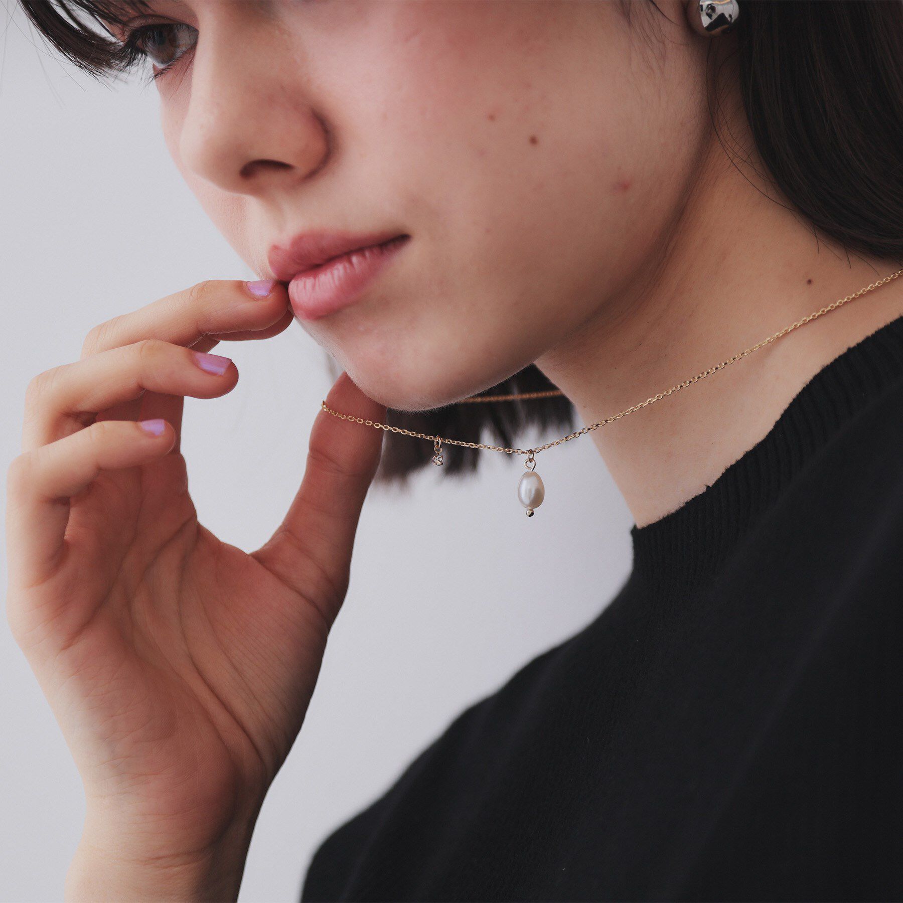 OPAQUE.CLIP「淡水&times;ビジューショートネックレス」|ネックレス|