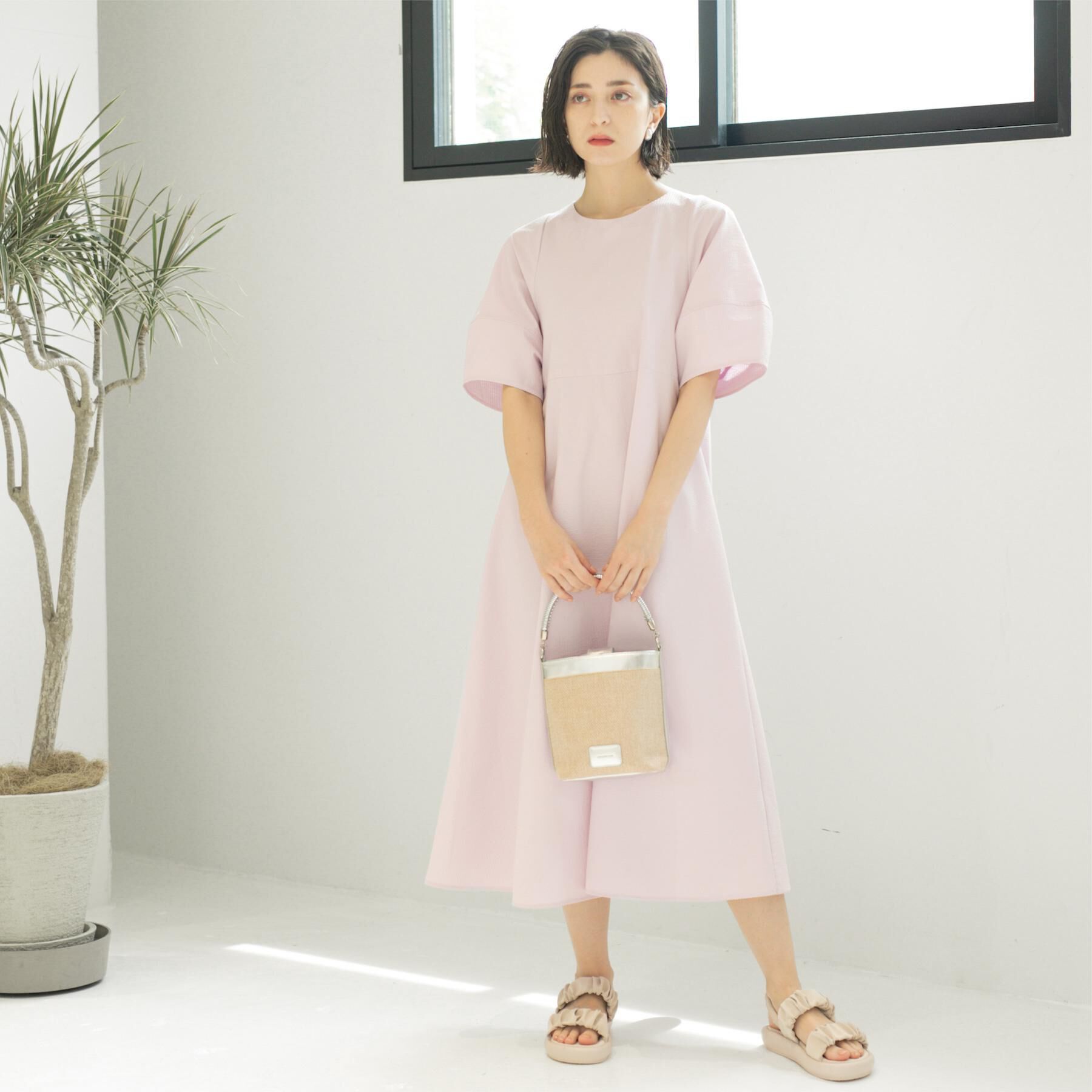 OPAQUE.CLIP「サッカーストライプワンピース【吸水速乾/イージーアイロン/洗濯機洗い可】」|ワンピース|