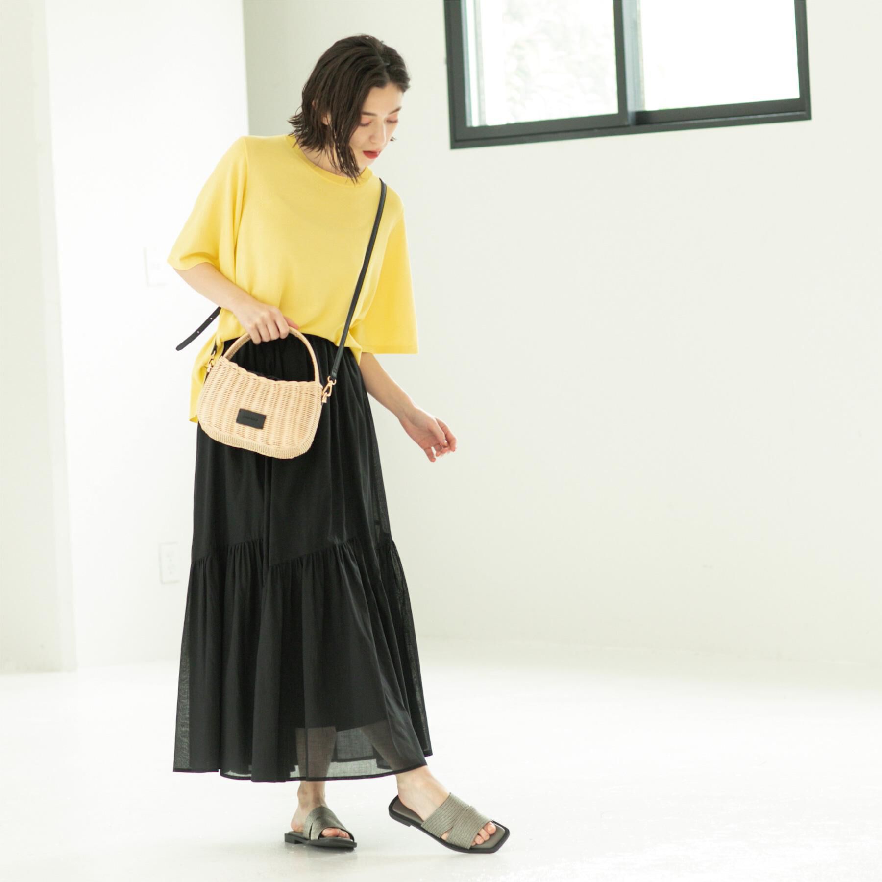 OPAQUE.CLIP「ギャザーフレアスカート/オーガニックコットン混【洗濯機洗い可】」|スカート|