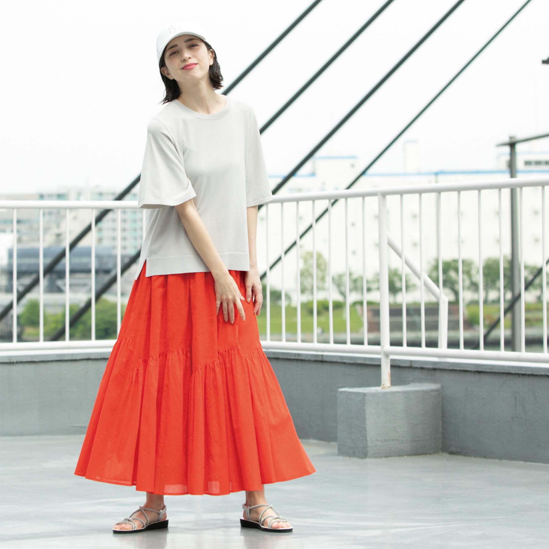 OPAQUE.CLIP「ギャザーフレアスカート/オーガニックコットン混【洗濯機洗い可】」|スカート|