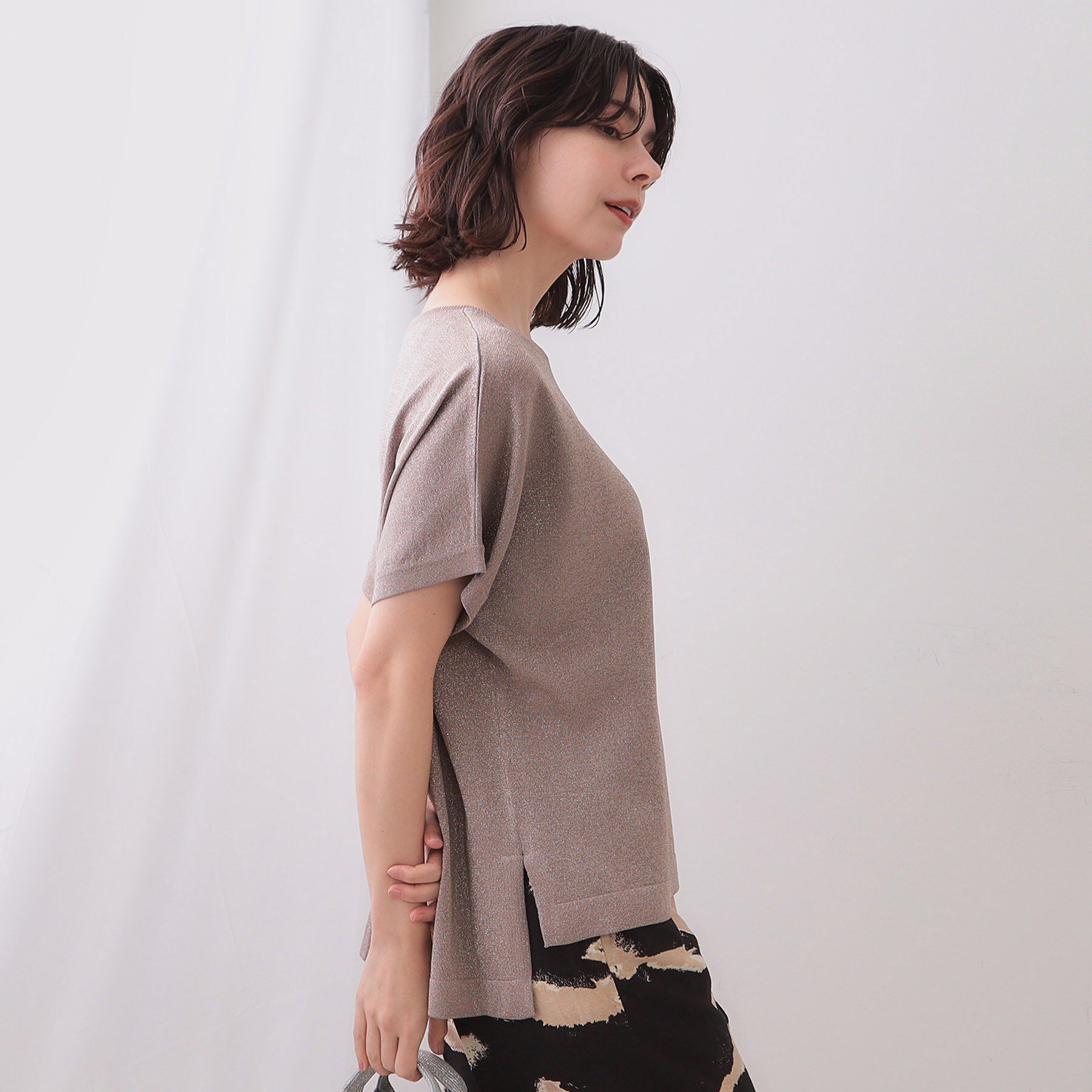 OPAQUE.CLIP「ラメリラクシードルマンニット【接触冷感/UV/抗ピル/洗濯機洗い可】」|ニット・セーター|