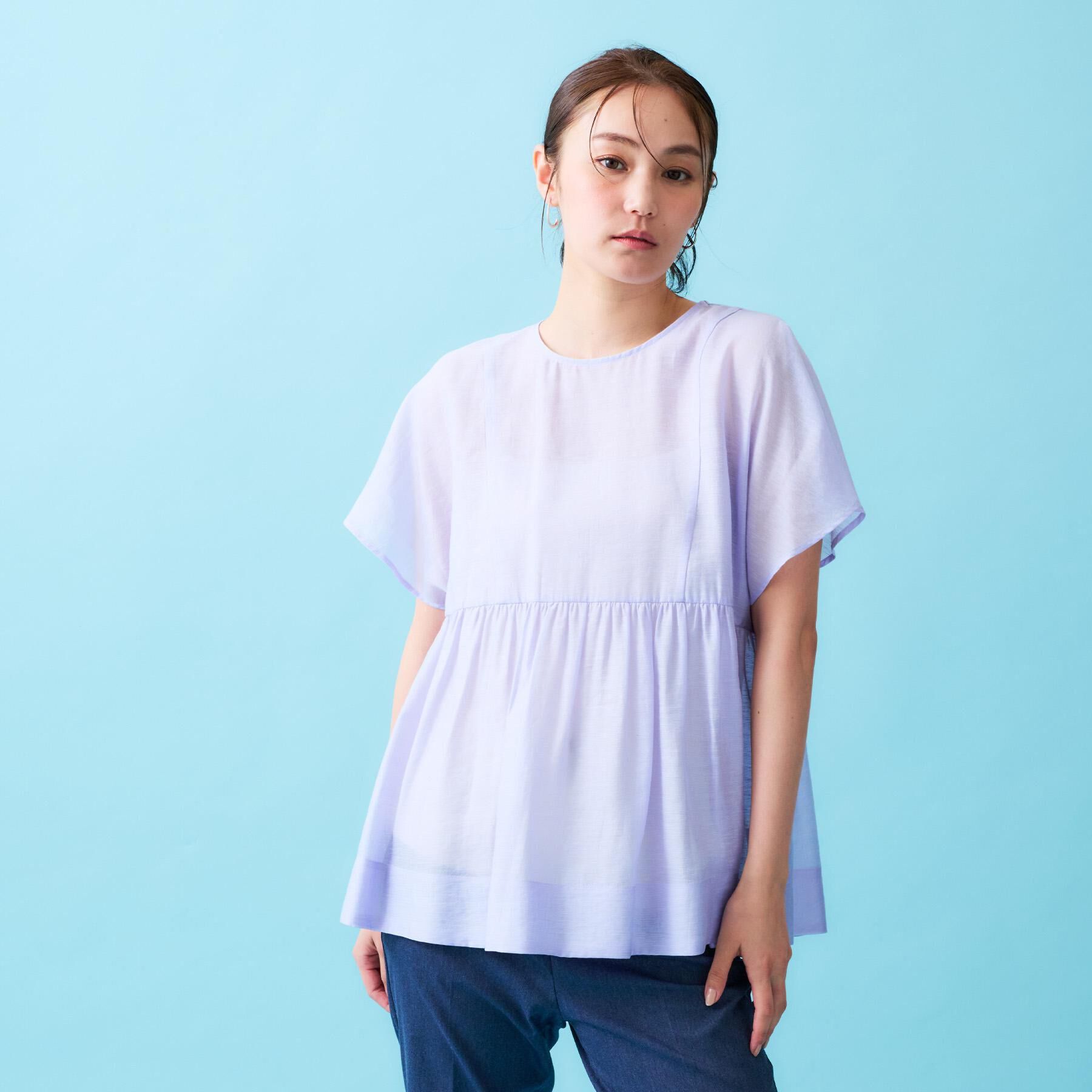 OPAQUE.CLIP「麻混シアーペプラムブラウス【洗濯機洗い可】」|シャツ・ブラウス|