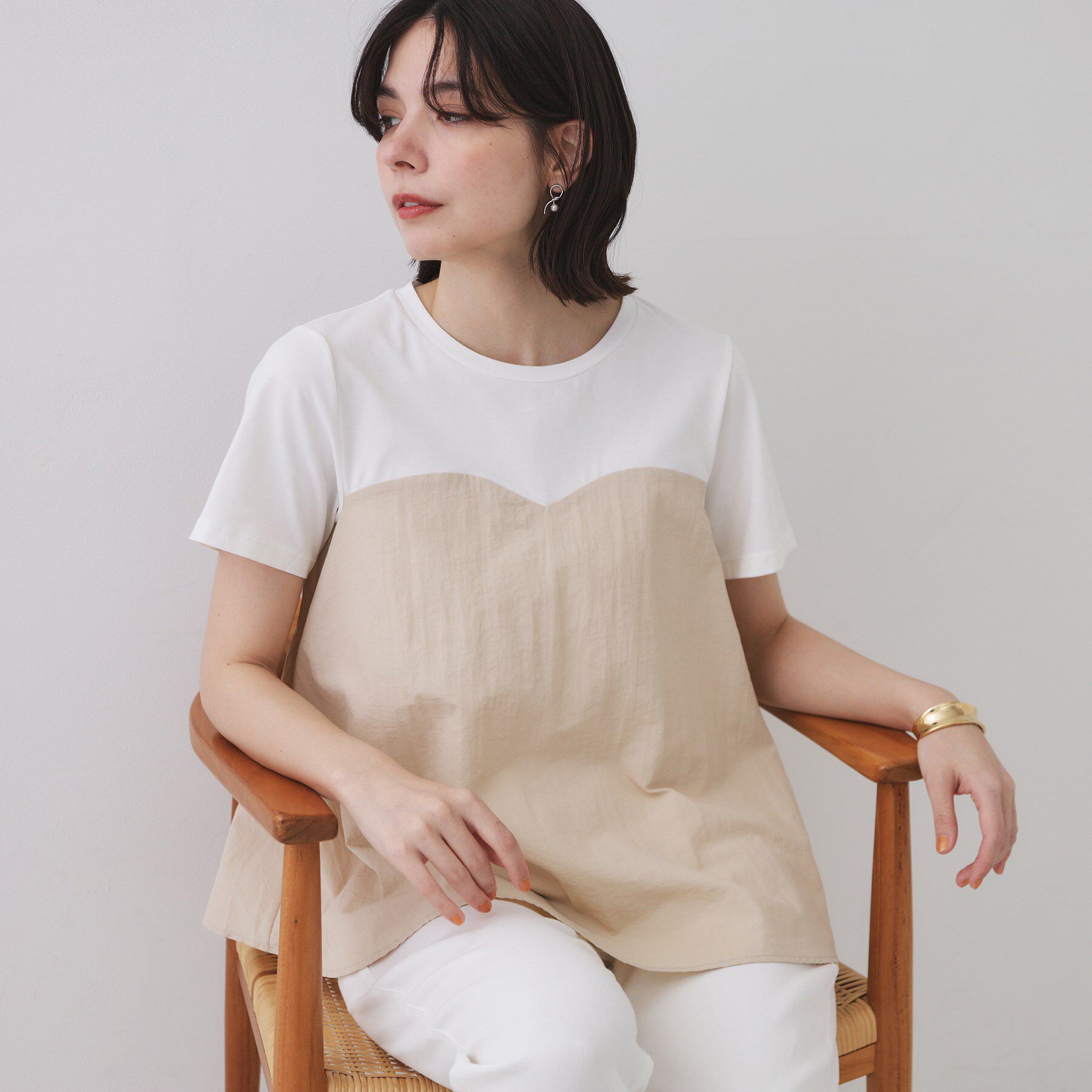 OPAQUE.CLIP「ビスチェドッキングカットソー【洗濯機洗い可】」|Tシャツ・カットソー|ライトベージュ(55