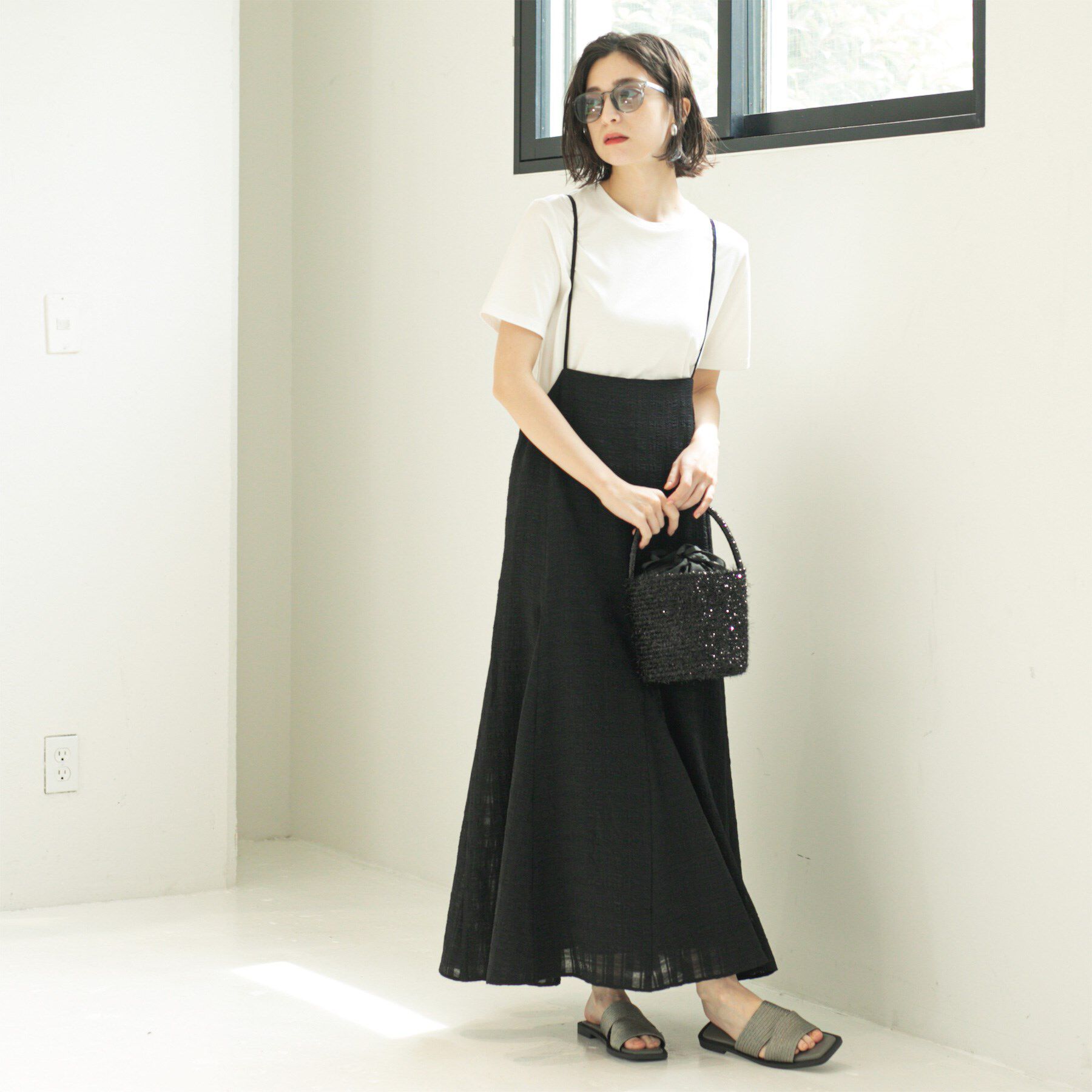 OPAQUE.CLIP「シアーチェックキャミワンピース【洗濯機洗い可】」|ワンピース|