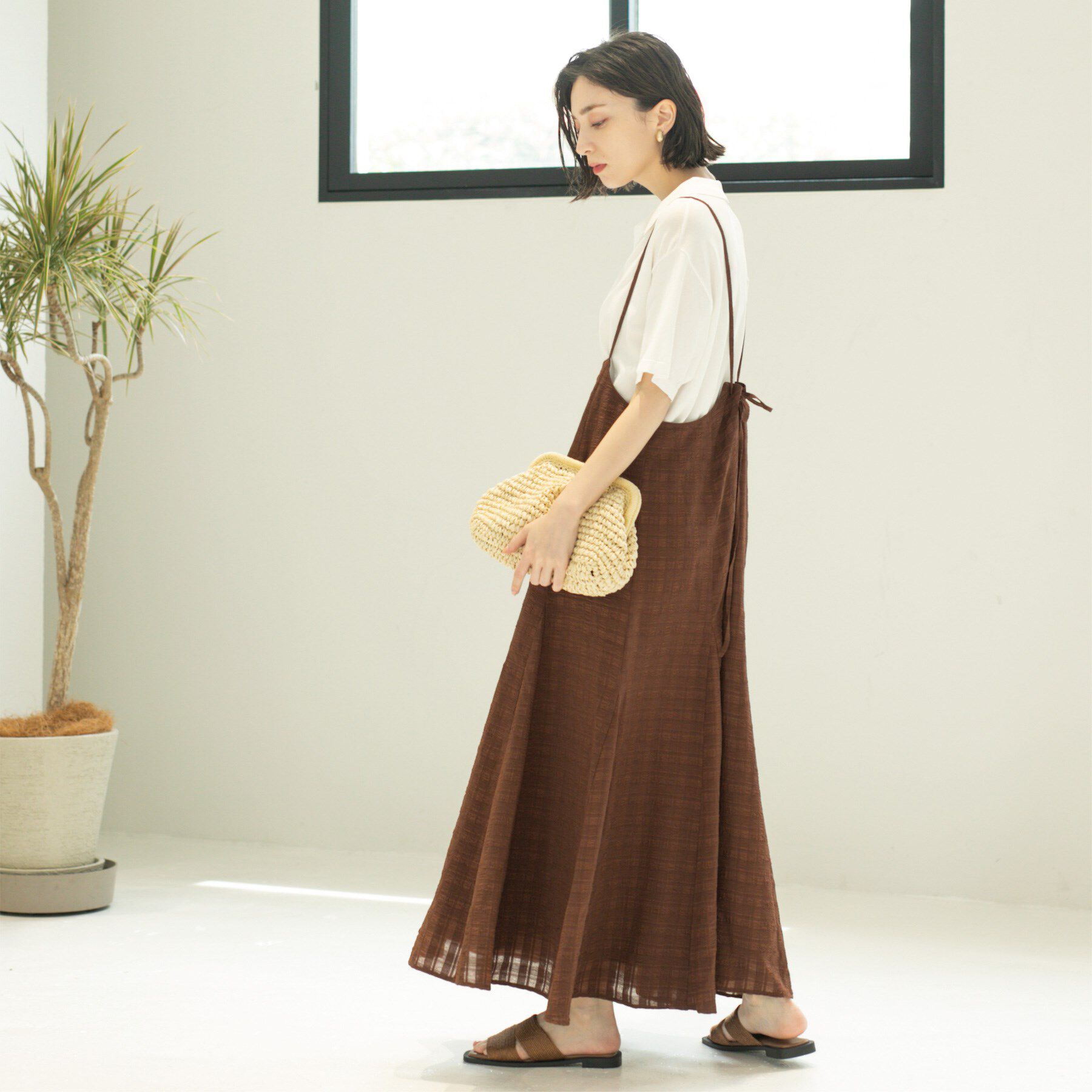 OPAQUE.CLIP「シアーチェックキャミワンピース【洗濯機洗い可】」|ワンピース|